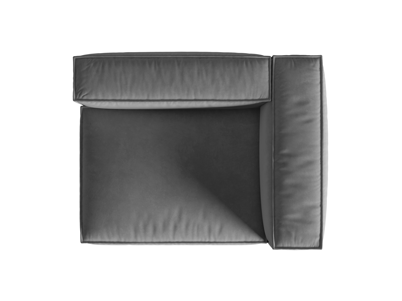 Velvet Right Modular Sofa, "Nuria", 2 Seats, 145x110x72