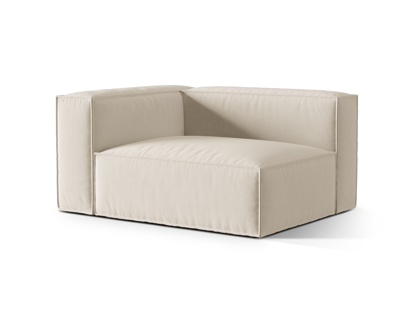 Velvet Left Modular Sofa, "Nuria", 2 Seats, 145x110x72