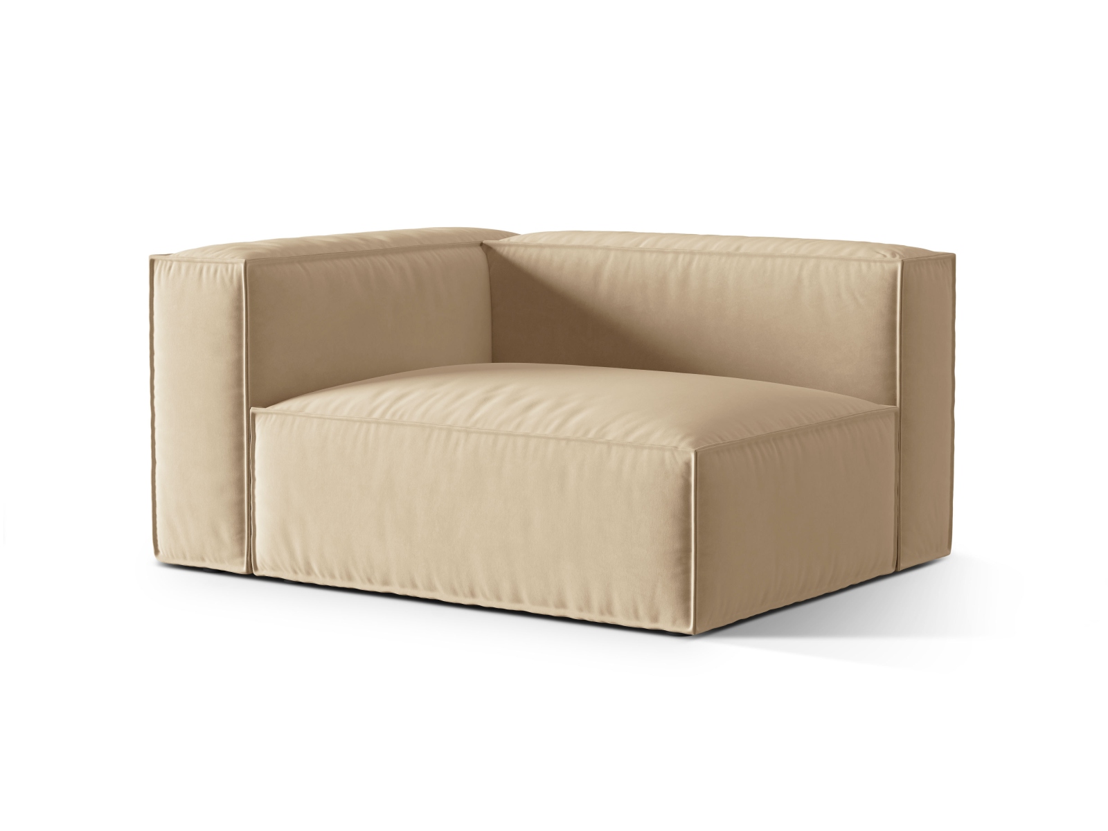 Velvet Left Modular Sofa, "Nuria", 2 Seats, 145x110x72