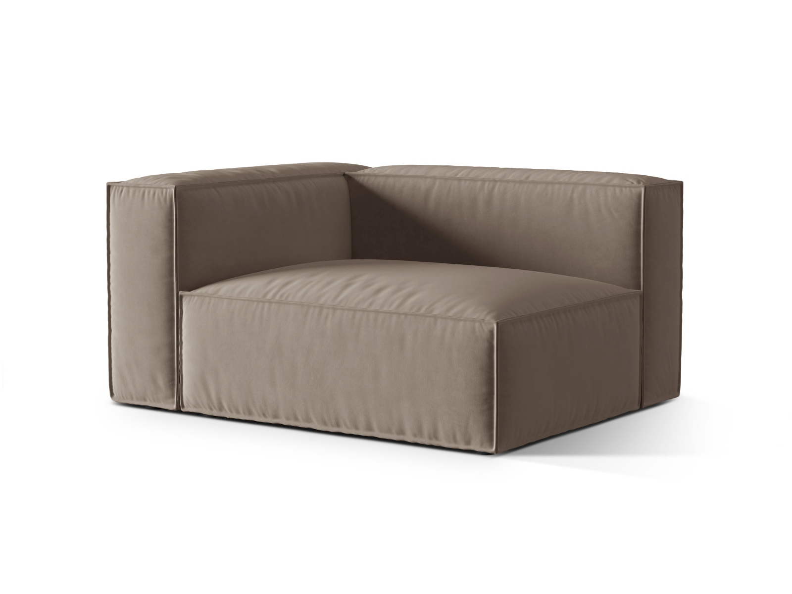 Velvet Left Modular Sofa, "Nuria", 2 Seats, 145x110x72