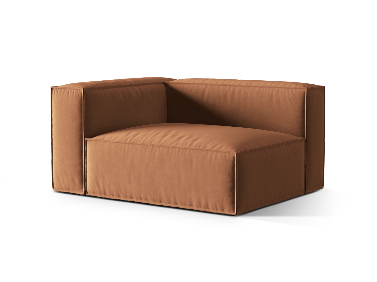 Velvet Left Modular Sofa, "Nuria", 2 Seats, 145x110x72