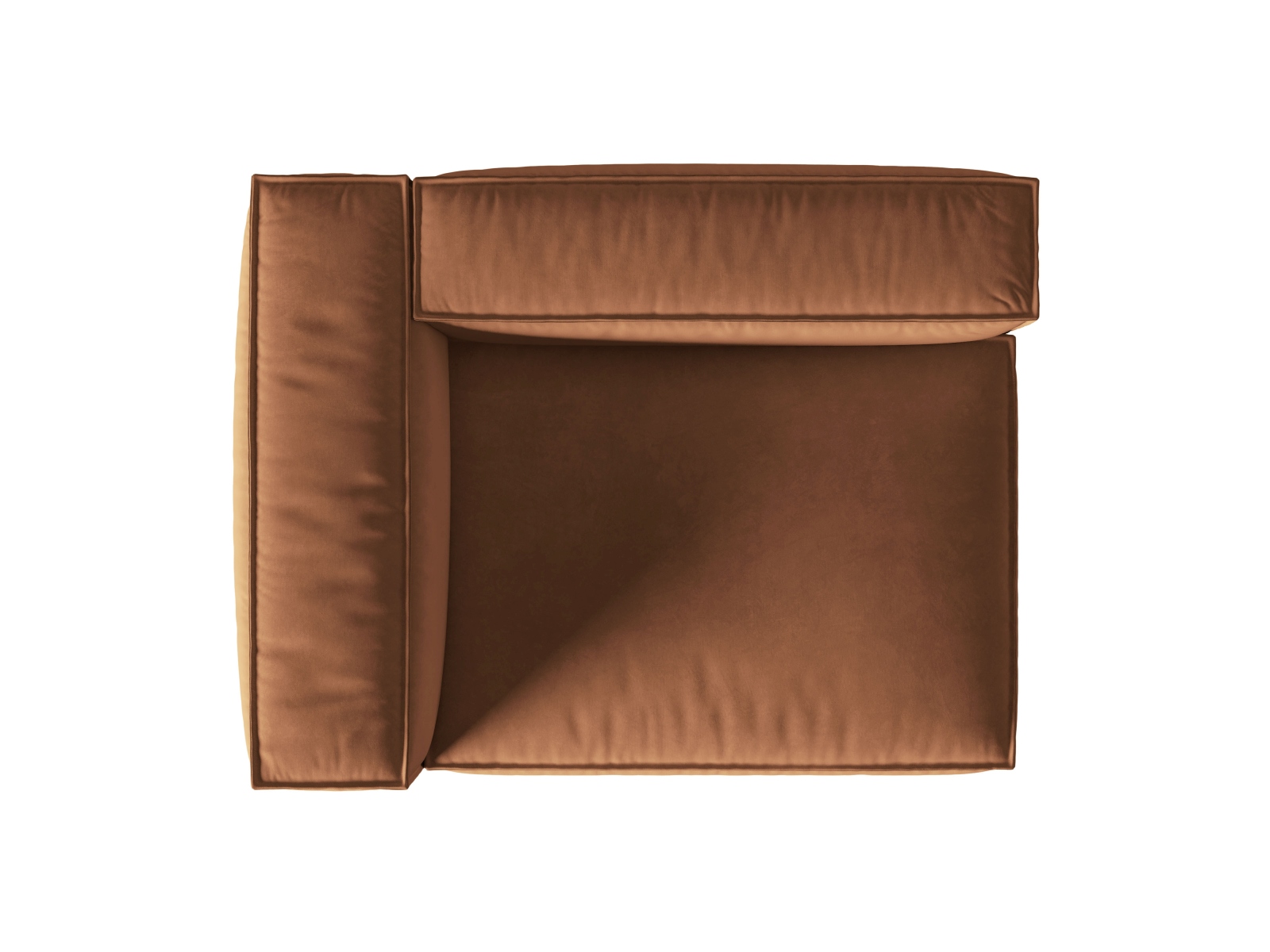 Velvet Left Modular Sofa, "Nuria", 2 Seats, 145x110x72