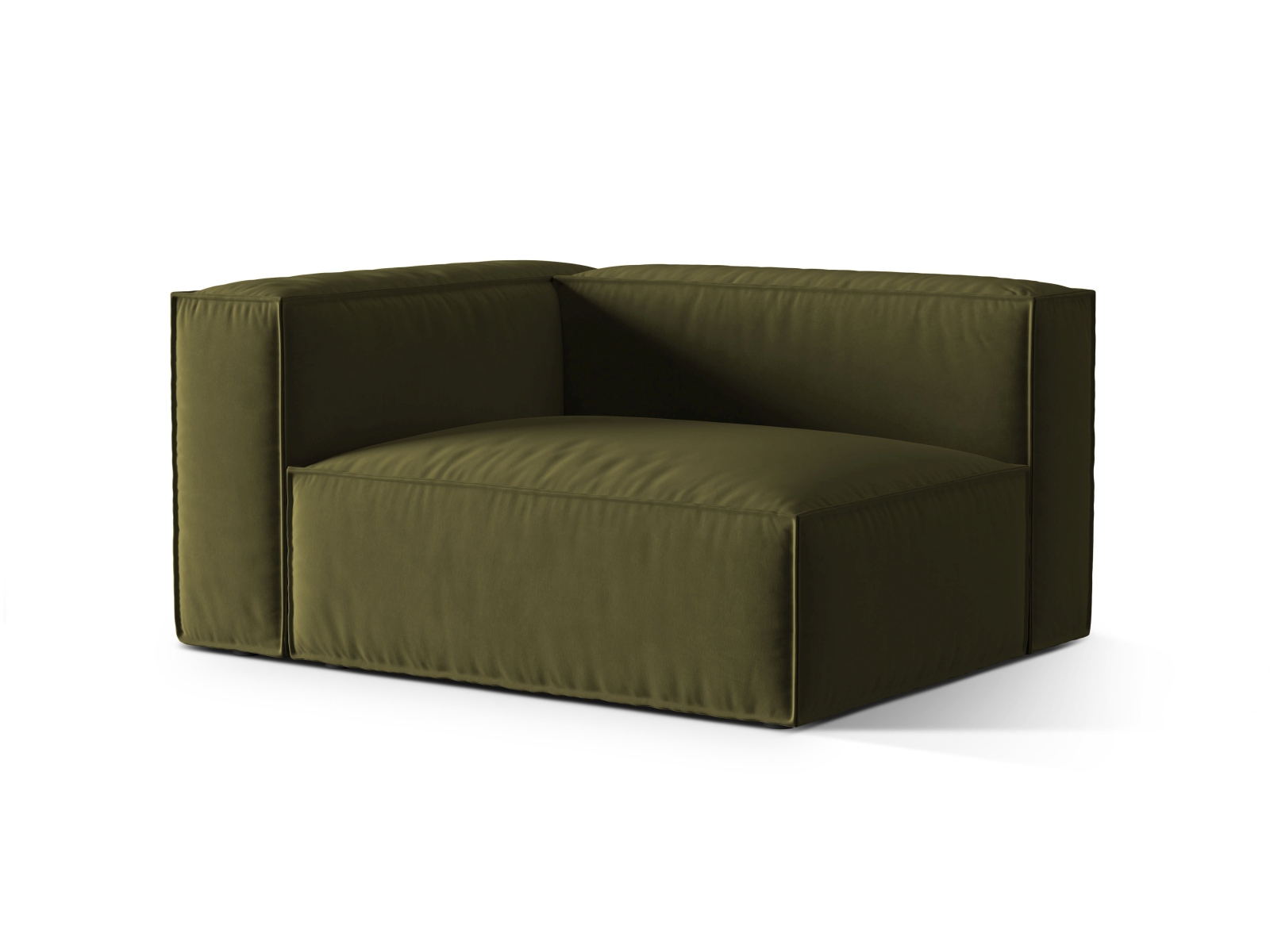 Velvet Left Modular Sofa, "Nuria", 2 Seats, 145x110x72