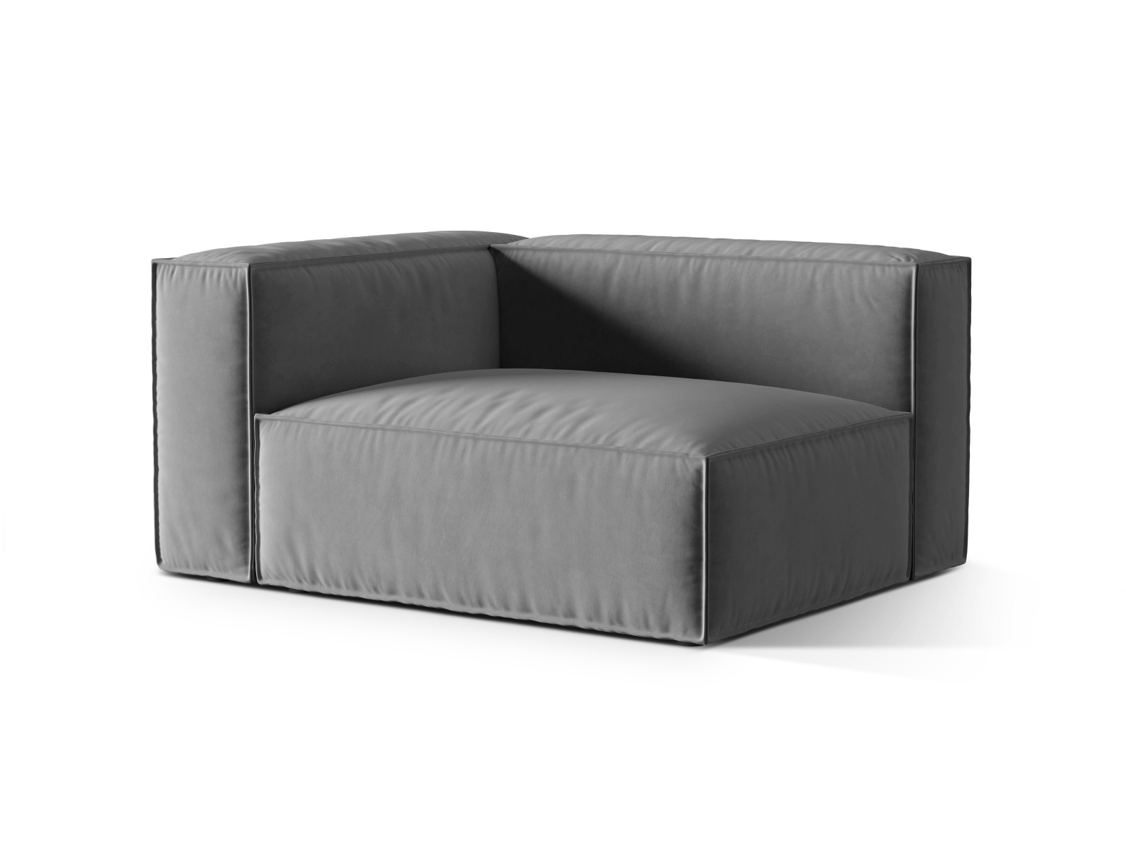 Velvet Left Modular Sofa, "Nuria", 2 Seats, 145x110x72