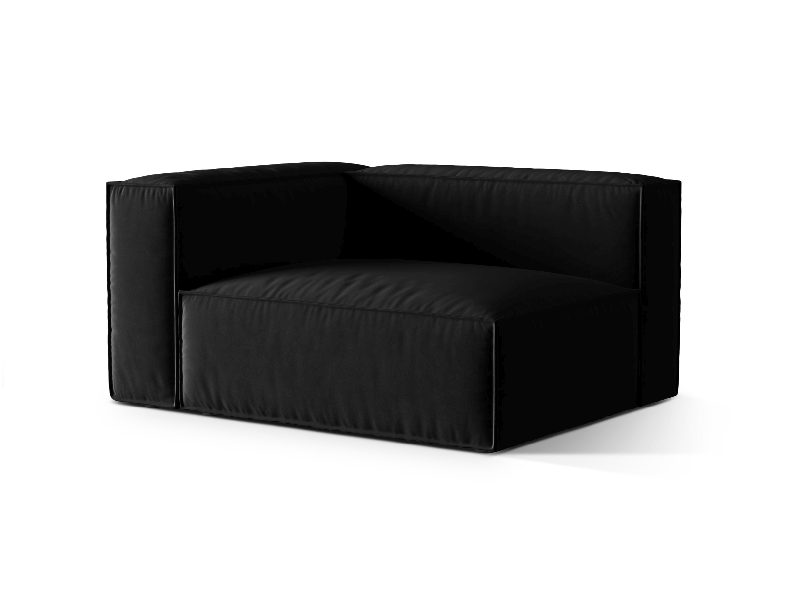 Velvet Left Modular Sofa, "Nuria", 2 Seats, 145x110x72