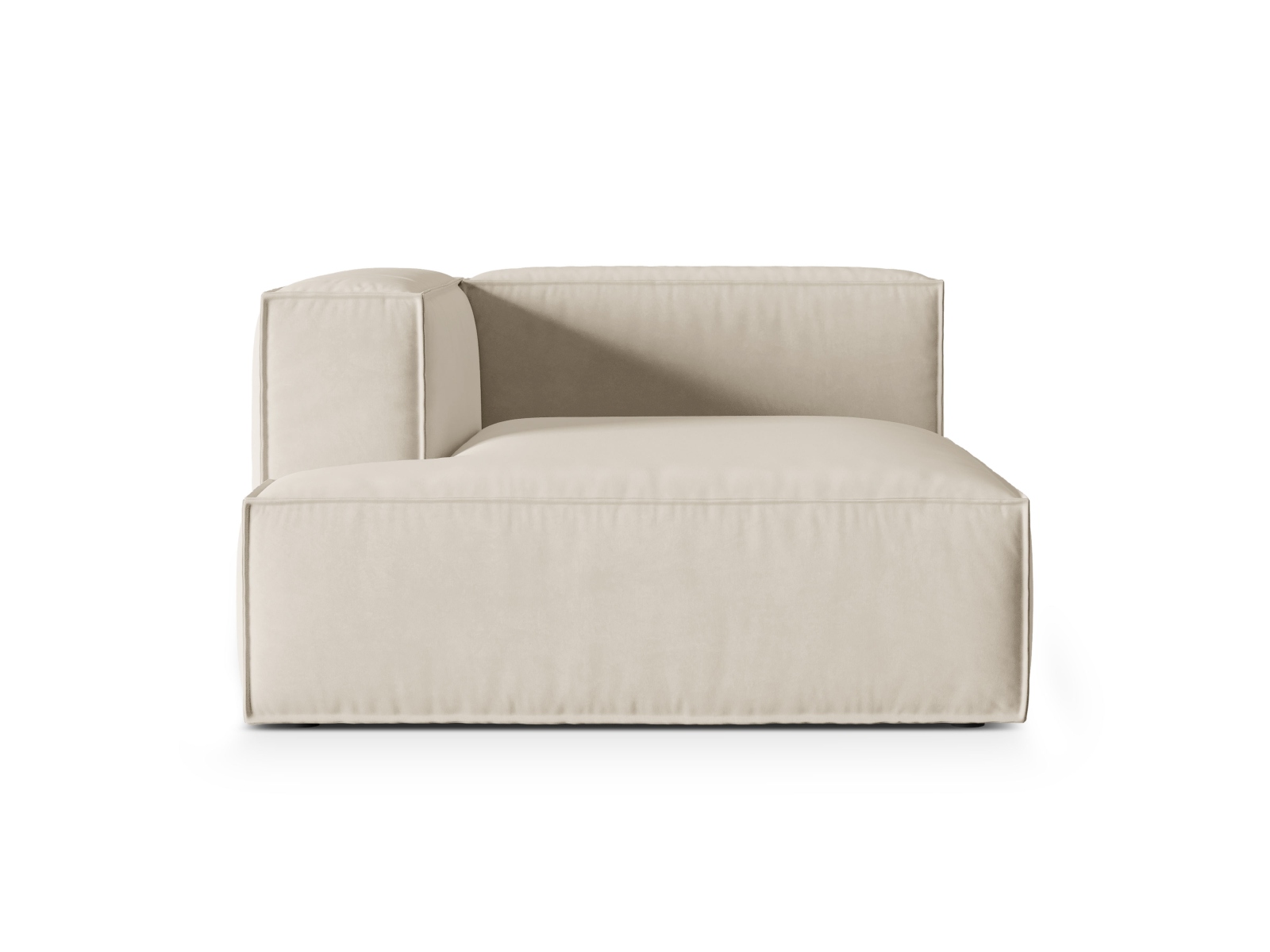 Velvet Chaise Longue Left, "Nuria", 1 Seat, 127x147x72