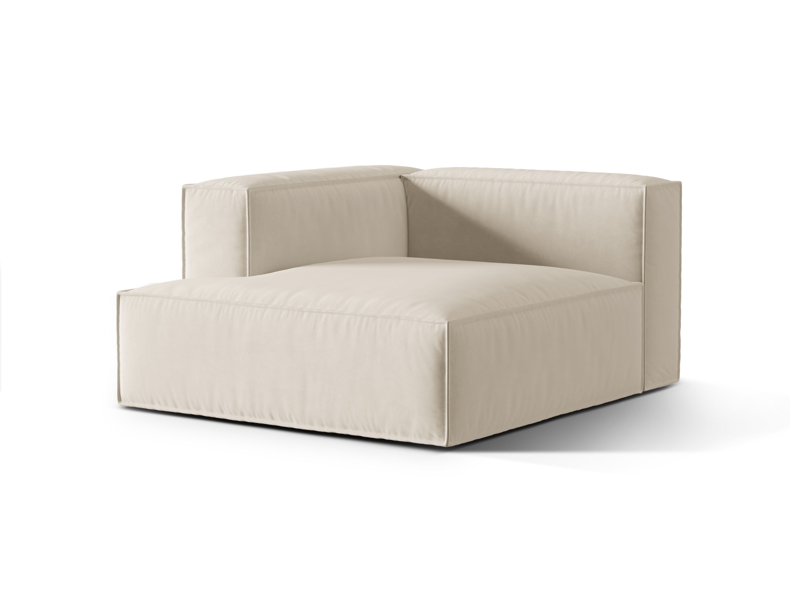 Velvet Chaise Longue Left, "Nuria", 1 Seat, 127x147x72