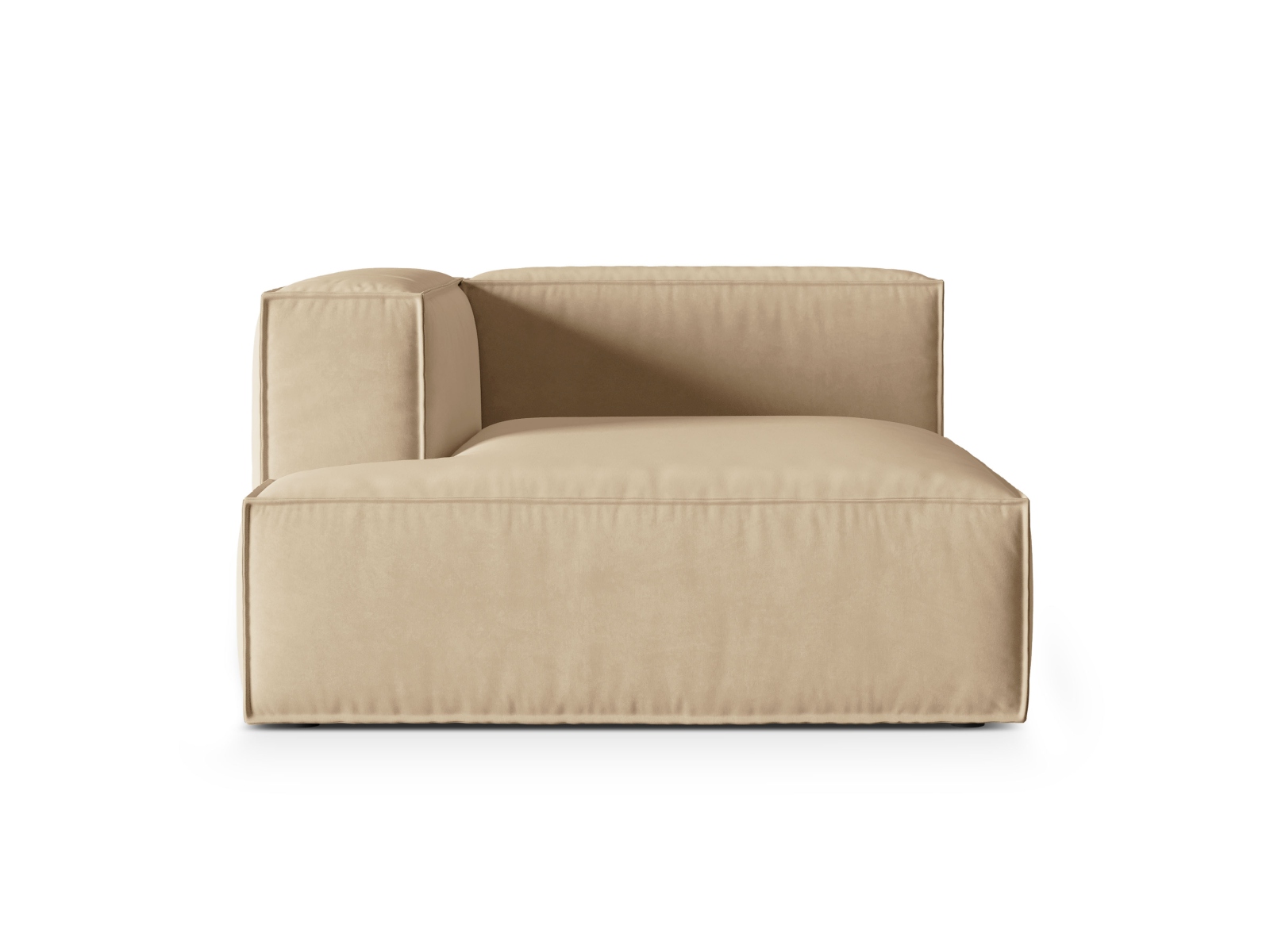 Velvet Chaise Longue Left, "Nuria", 1 Seat, 127x147x72