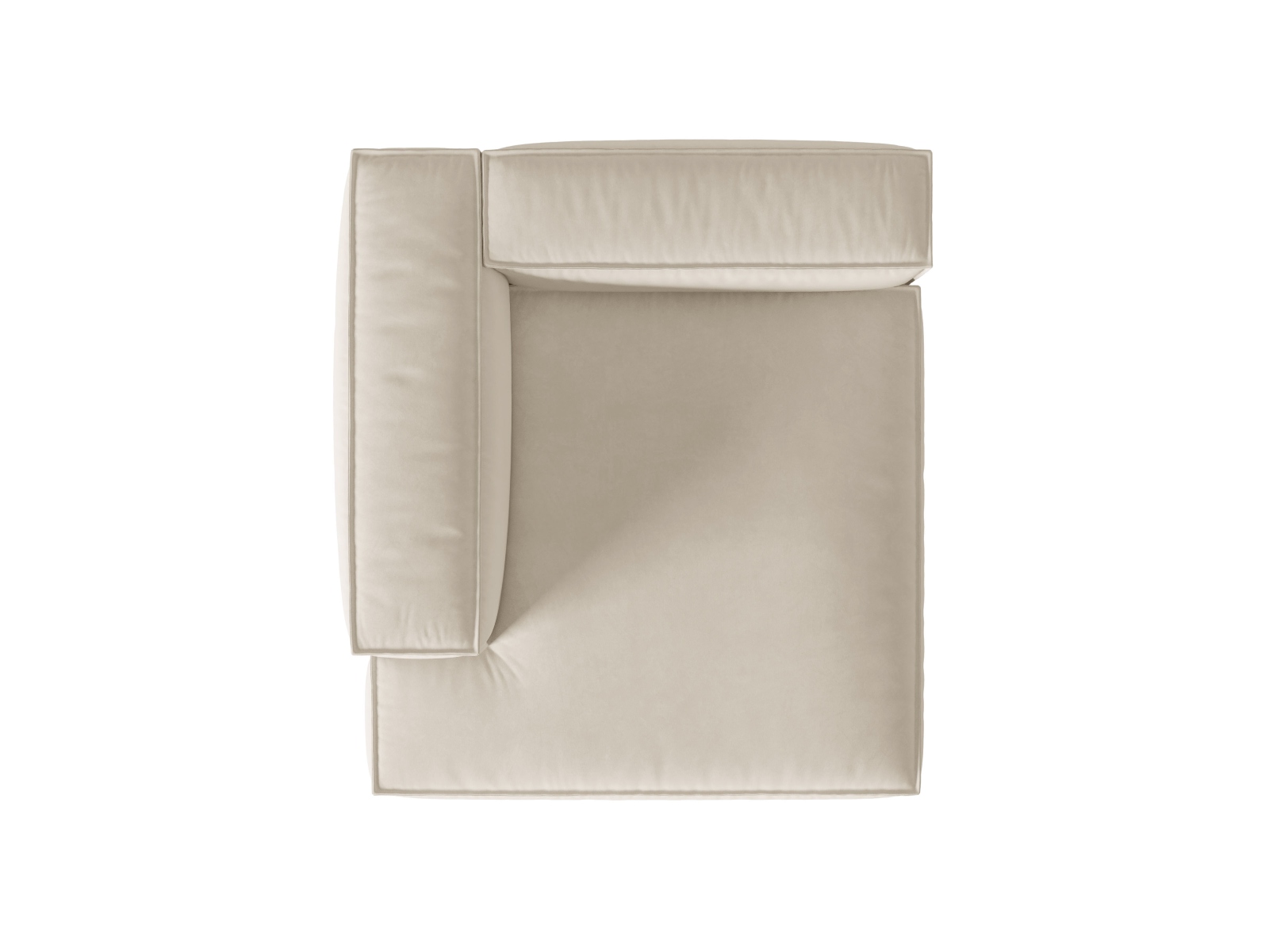 Velvet Chaise Longue Left, "Nuria", 1 Seat, 127x147x72