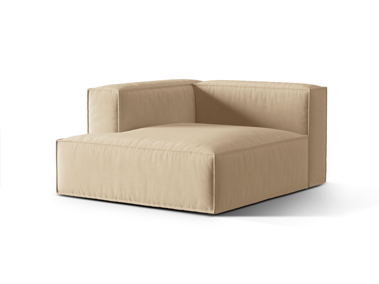 Velvet Chaise Longue Left, "Nuria", 1 Seat, 127x147x72