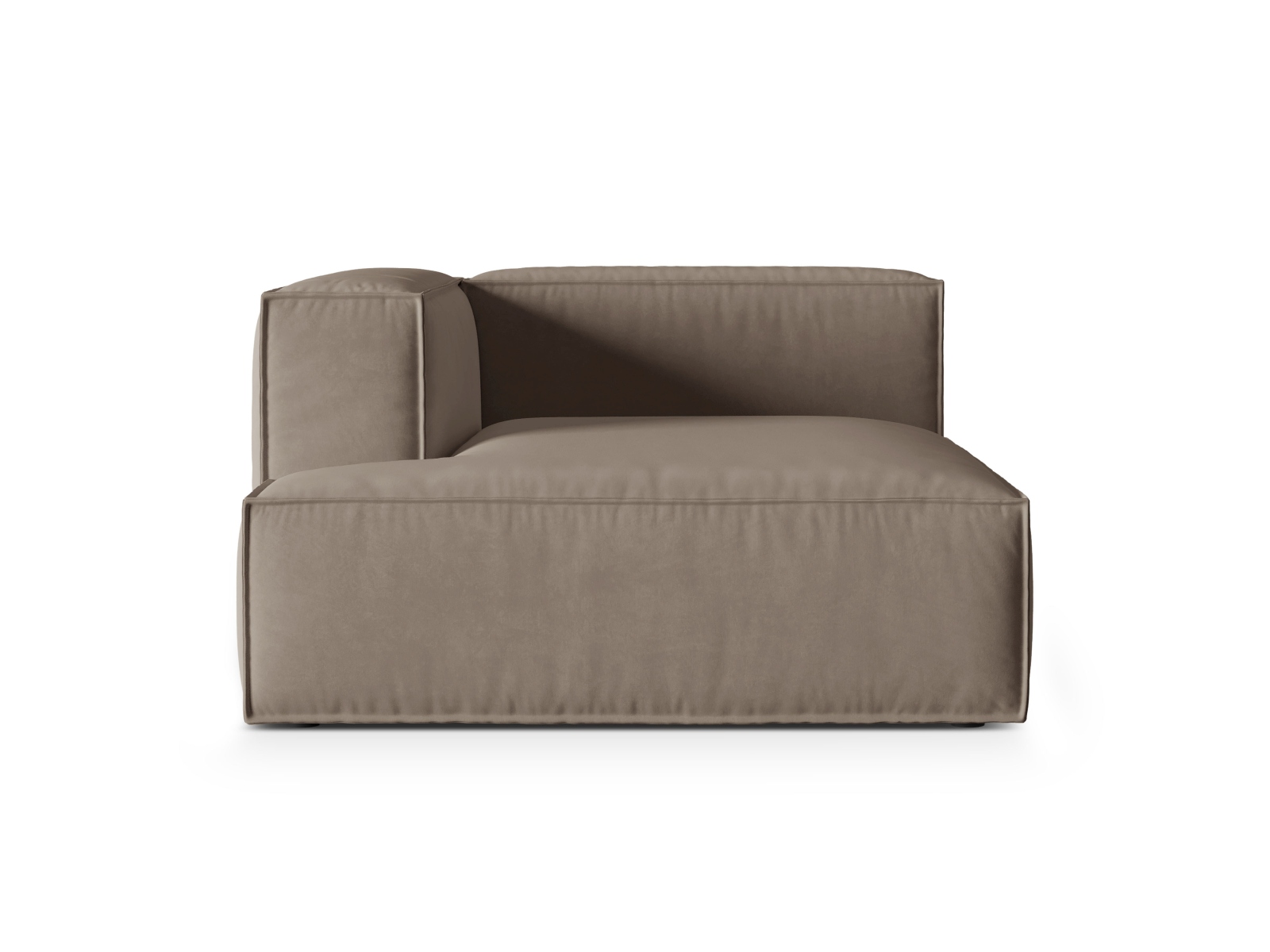 Velvet Chaise Longue Left, "Nuria", 1 Seat, 127x147x72