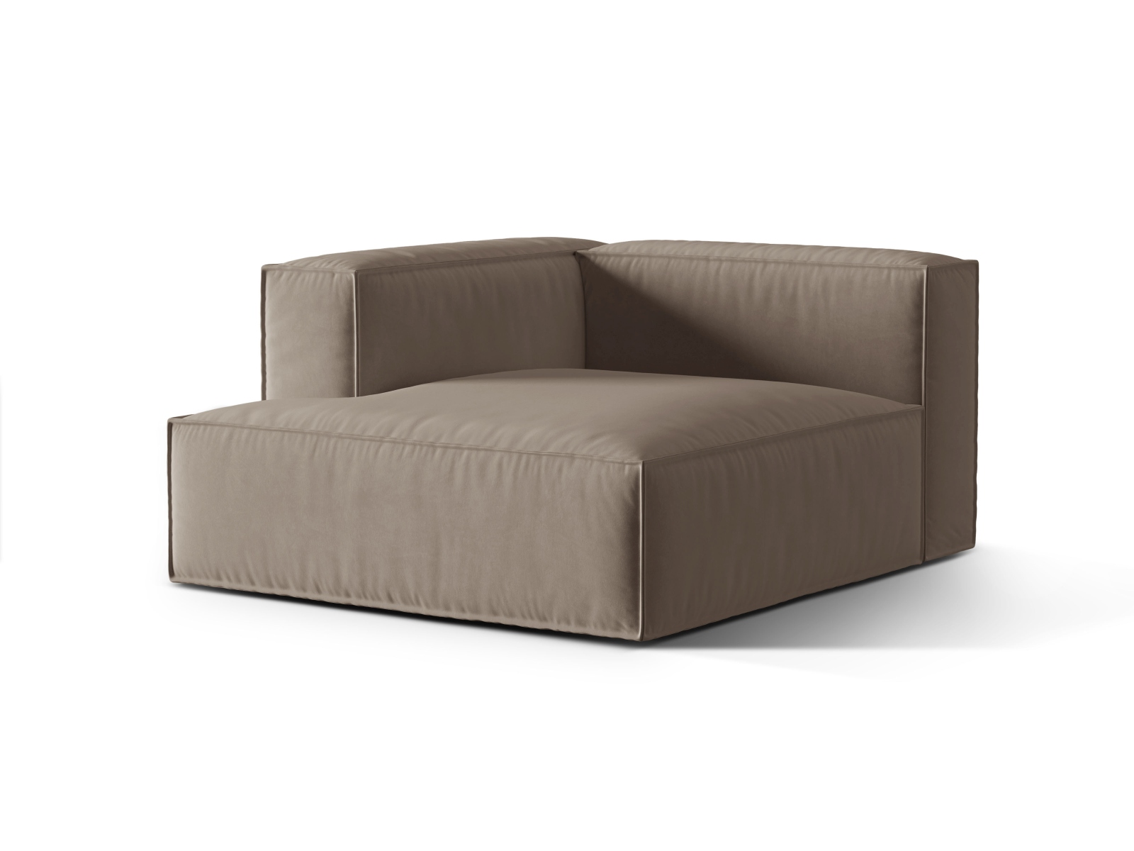 Velvet Chaise Longue Left, "Nuria", 1 Seat, 127x147x72