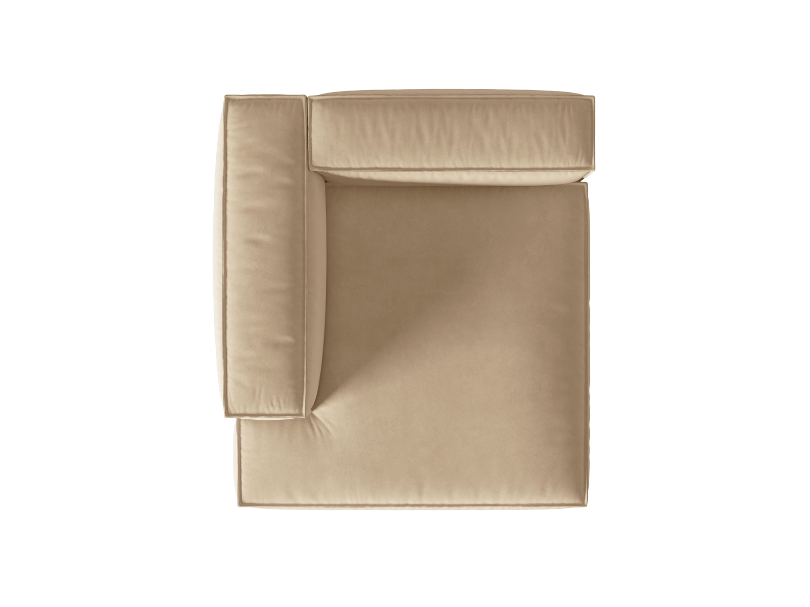 Velvet Chaise Longue Left, "Nuria", 1 Seat, 127x147x72