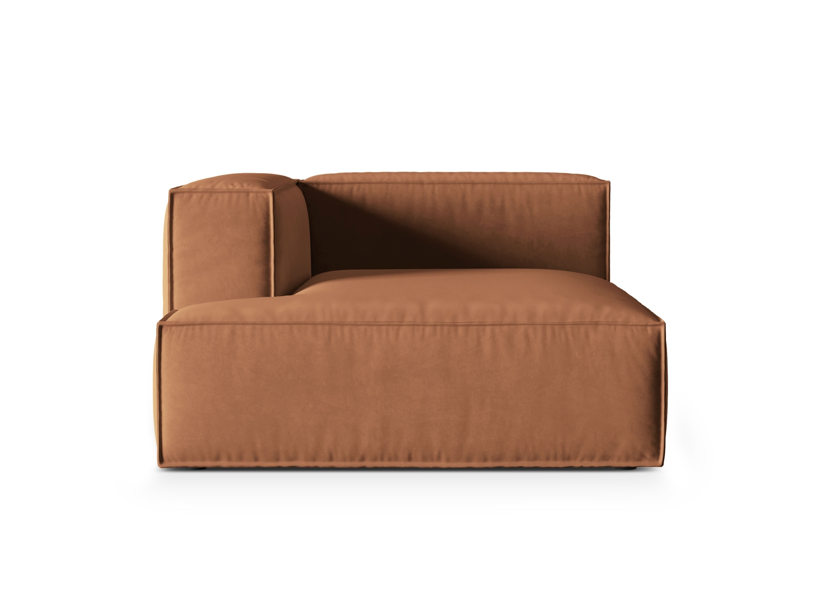 Velvet Chaise Longue Left, "Nuria", 1 Seat, 127x147x72