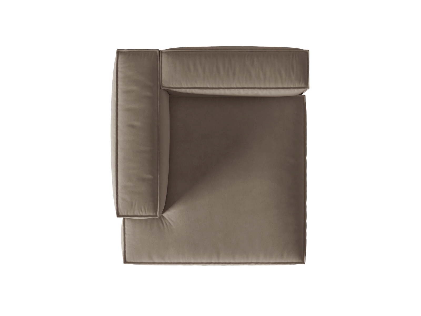 Velvet Chaise Longue Left, "Nuria", 1 Seat, 127x147x72