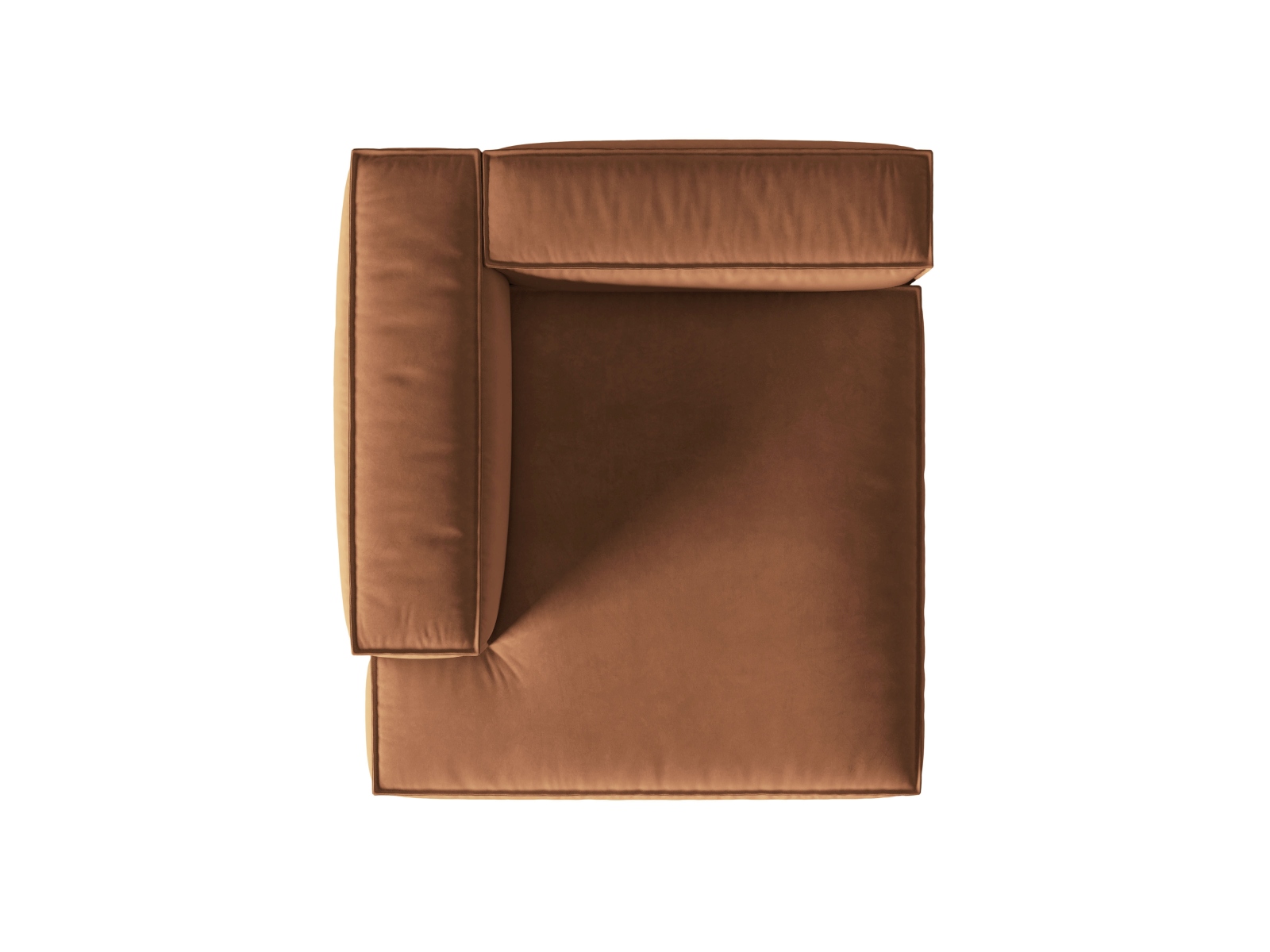 Velvet Chaise Longue Left, "Nuria", 1 Seat, 127x147x72