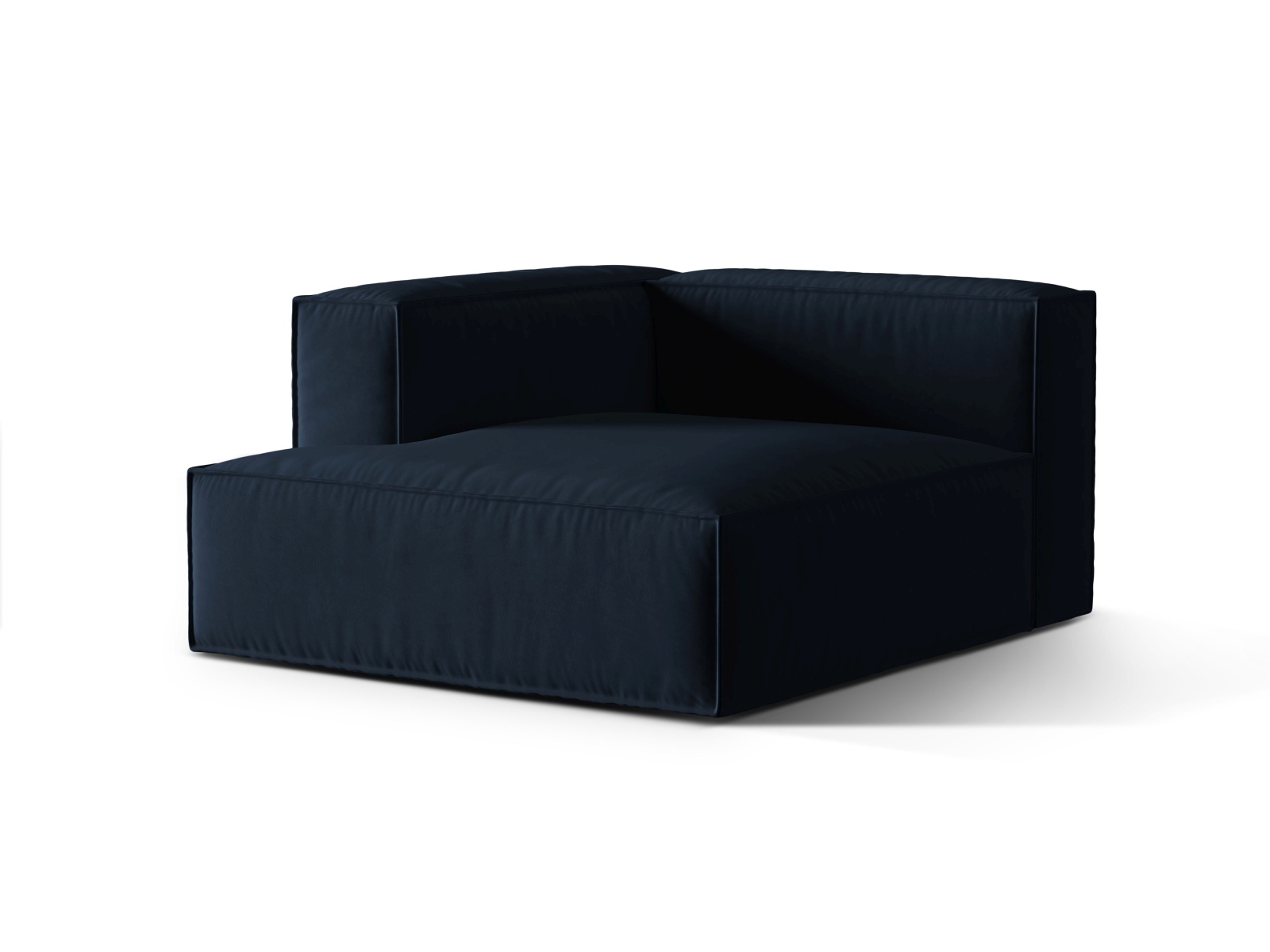 Velvet Chaise Longue Left, "Nuria", 1 Seat, 127x147x72