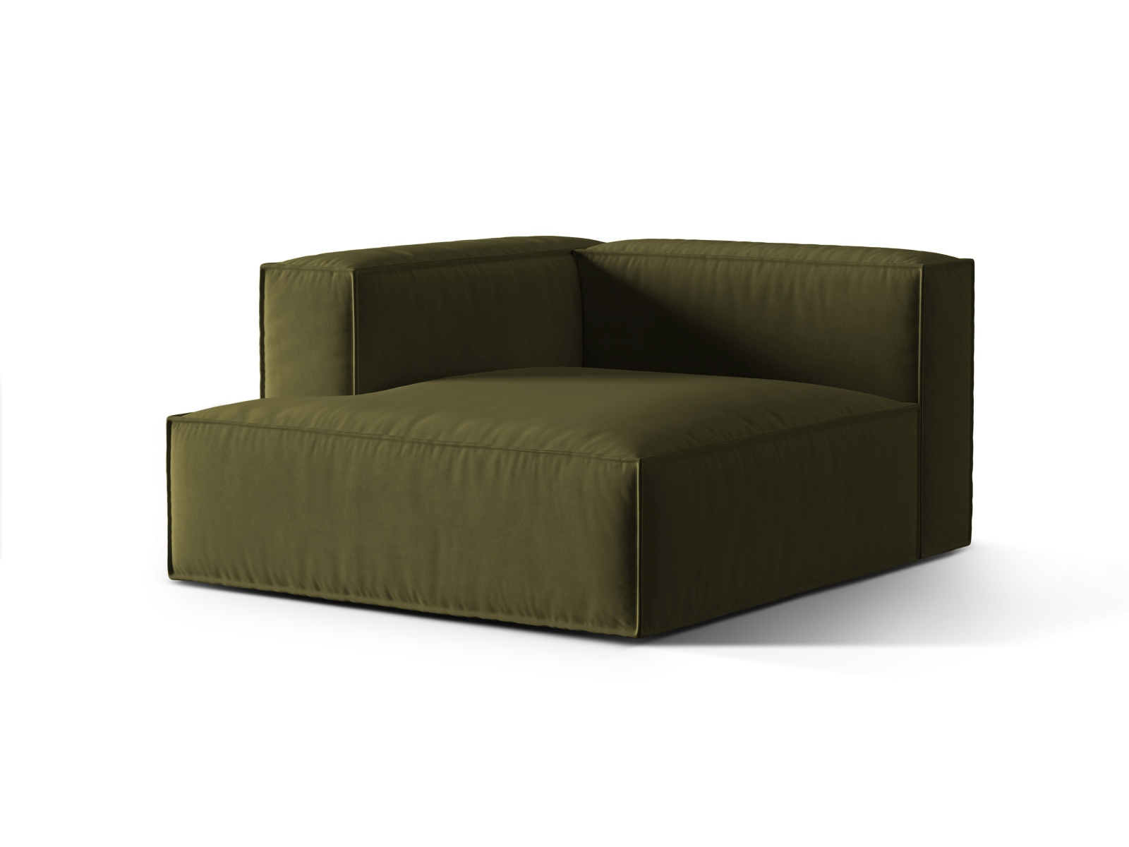 Velvet Chaise Longue Left, "Nuria", 1 Seat, 127x147x72
