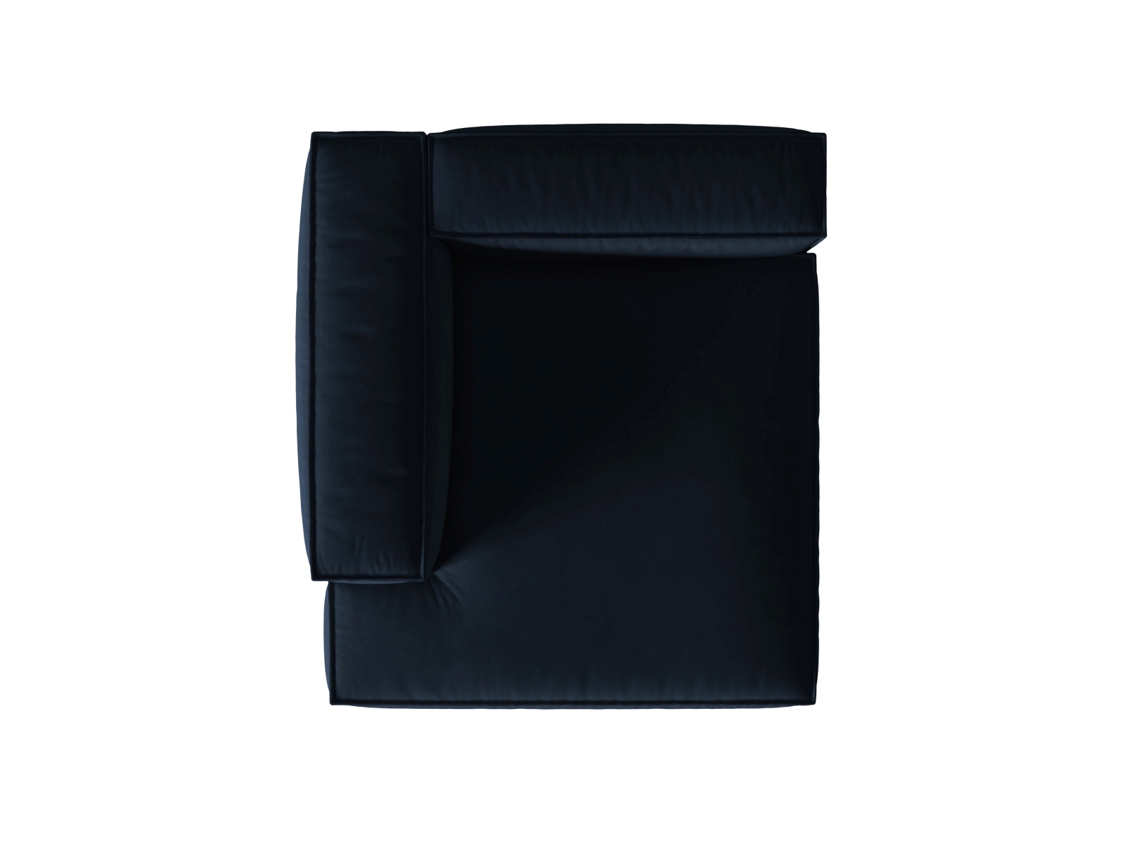 Velvet Chaise Longue Left, "Nuria", 1 Seat, 127x147x72