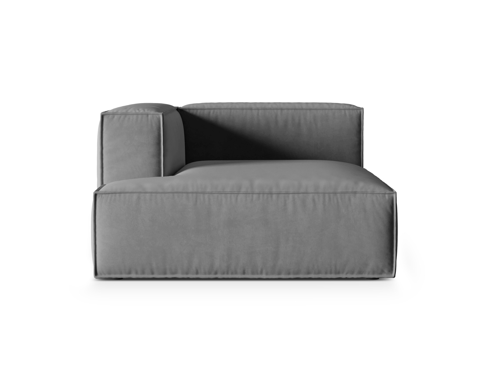 Velvet Chaise Longue Left, "Nuria", 1 Seat, 127x147x72