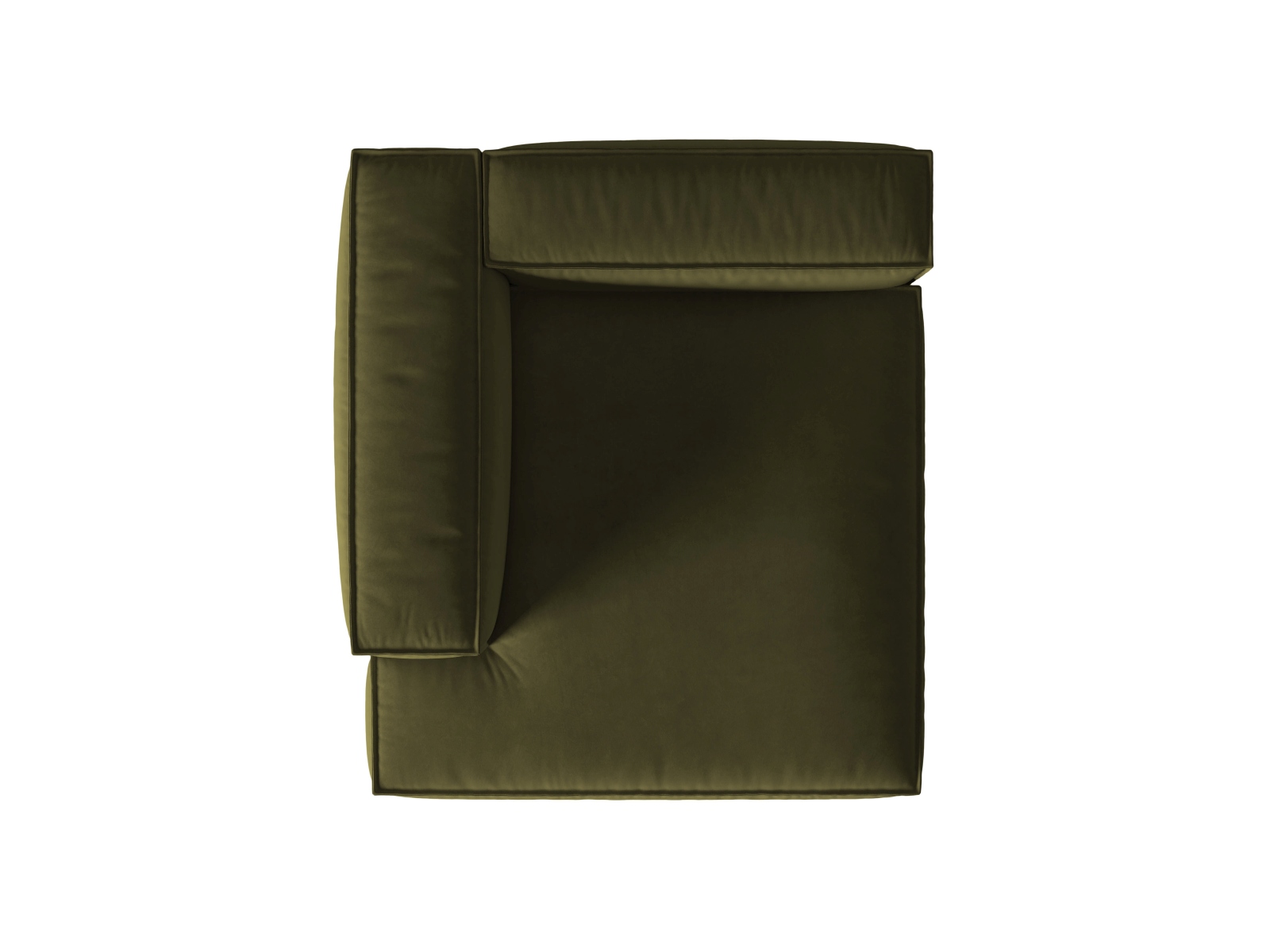 Velvet Chaise Longue Left, "Nuria", 1 Seat, 127x147x72