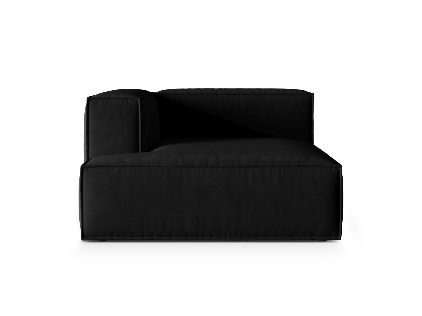 Velvet Chaise Longue Left, "Nuria", 1 Seat, 127x147x72