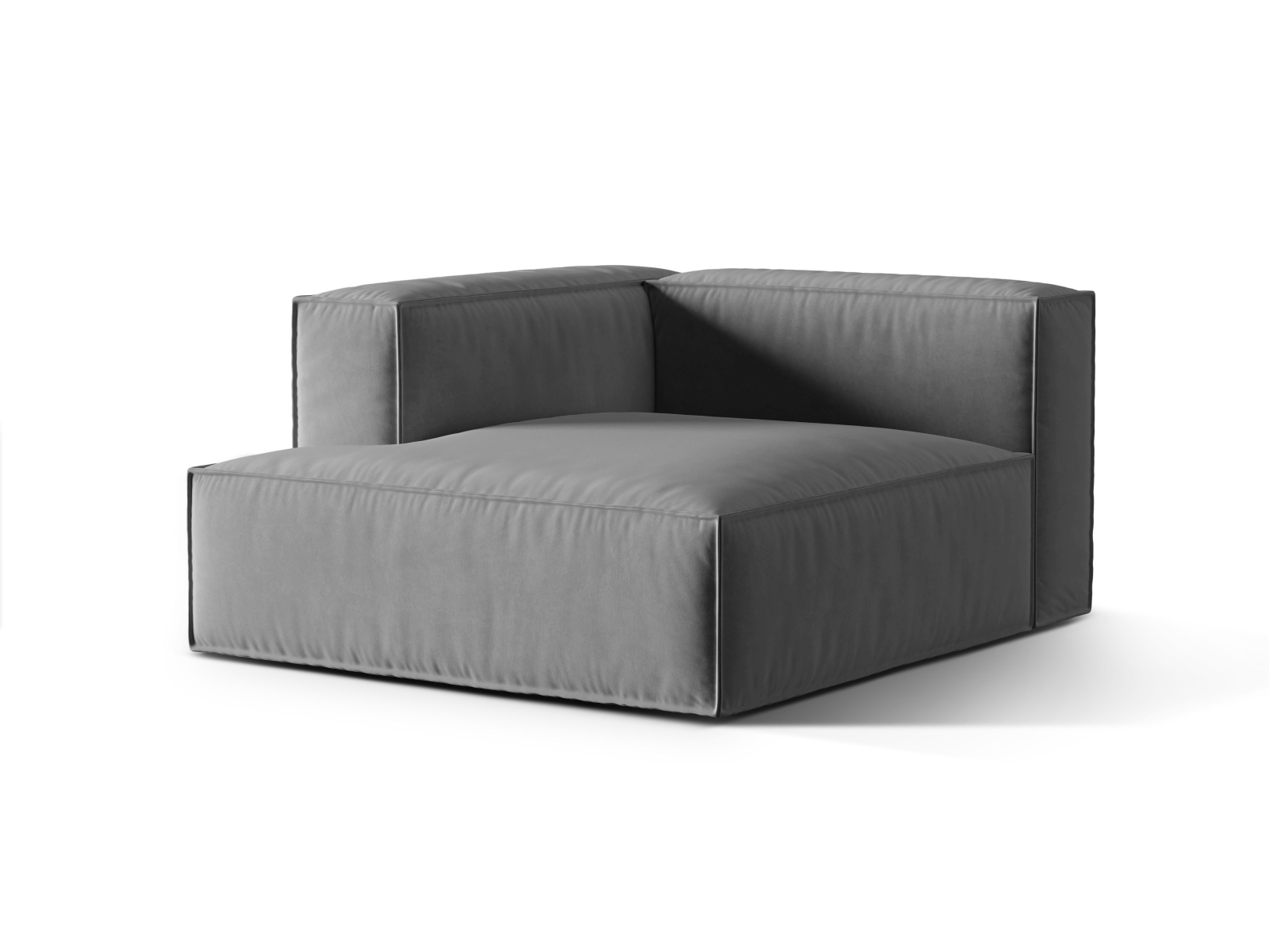 Velvet Chaise Longue Left, "Nuria", 1 Seat, 127x147x72