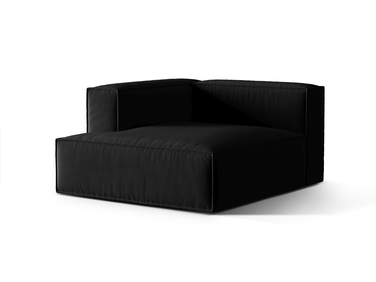 Velvet Chaise Longue Left, "Nuria", 1 Seat, 127x147x72