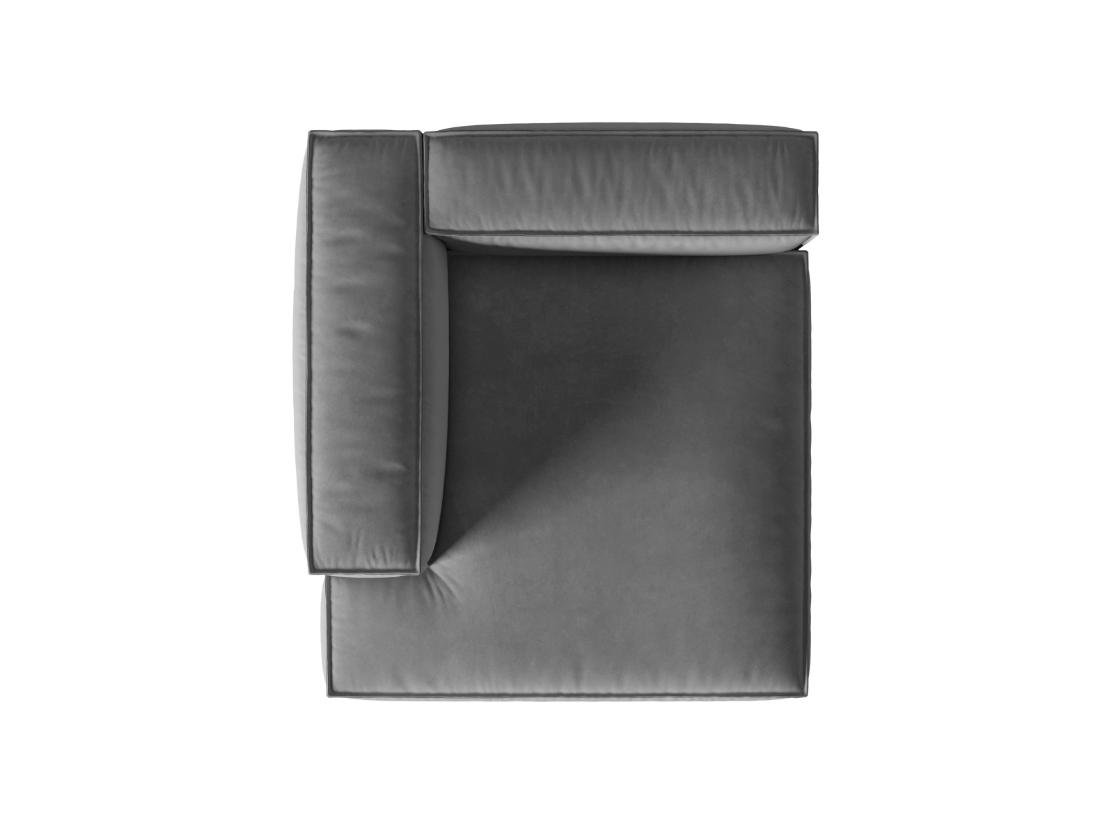 Velvet Chaise Longue Left, "Nuria", 1 Seat, 127x147x72