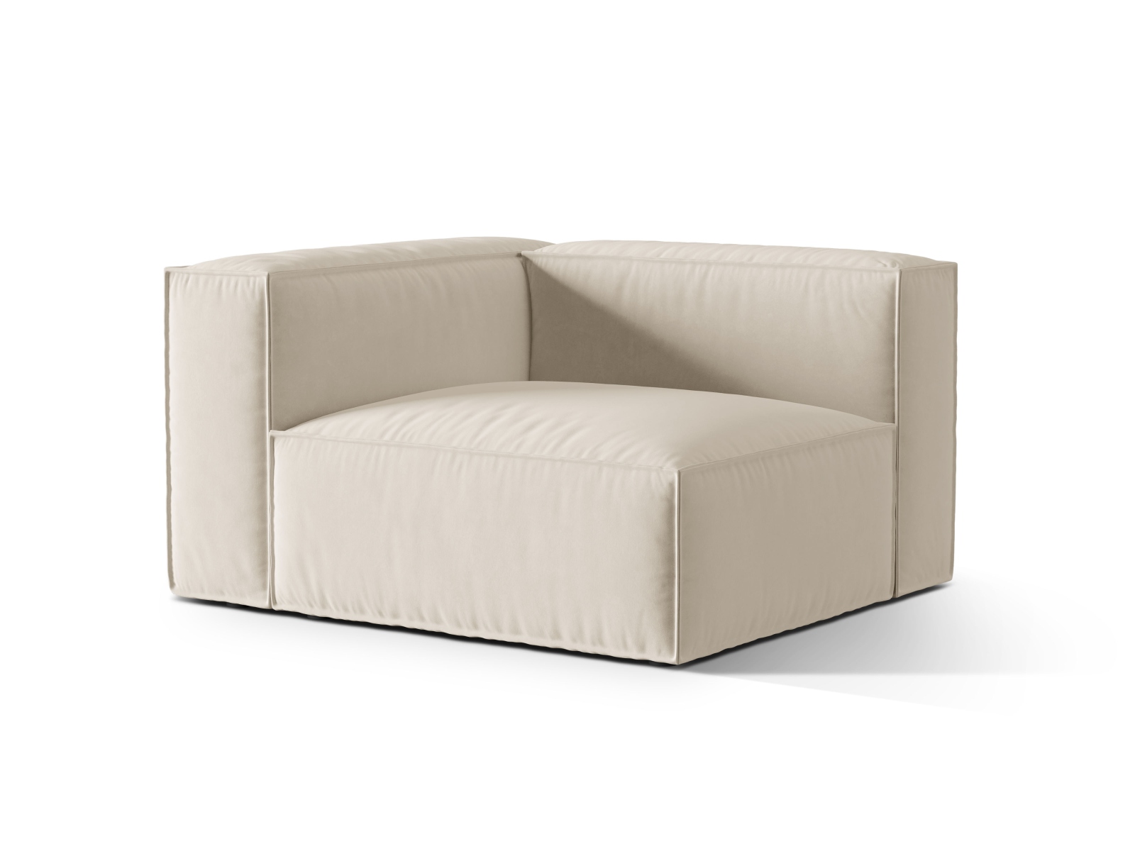 Velvet Left Modular Sofa, "Nuria", 1 Seat, 125x110x72