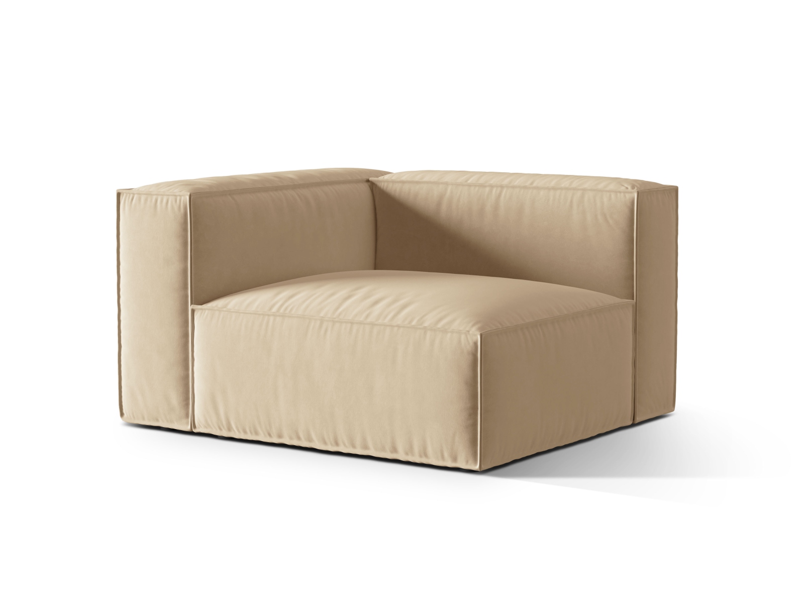 Velvet Left Modular Sofa, "Nuria", 1 Seat, 125x110x72