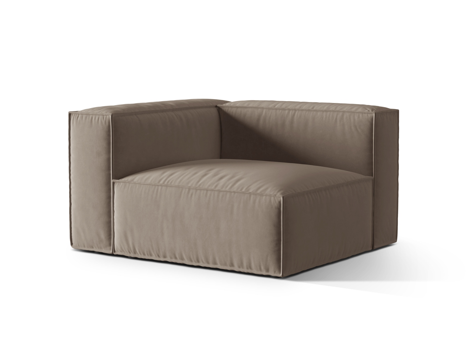 Velvet Left Modular Sofa, "Nuria", 1 Seat, 125x110x72
