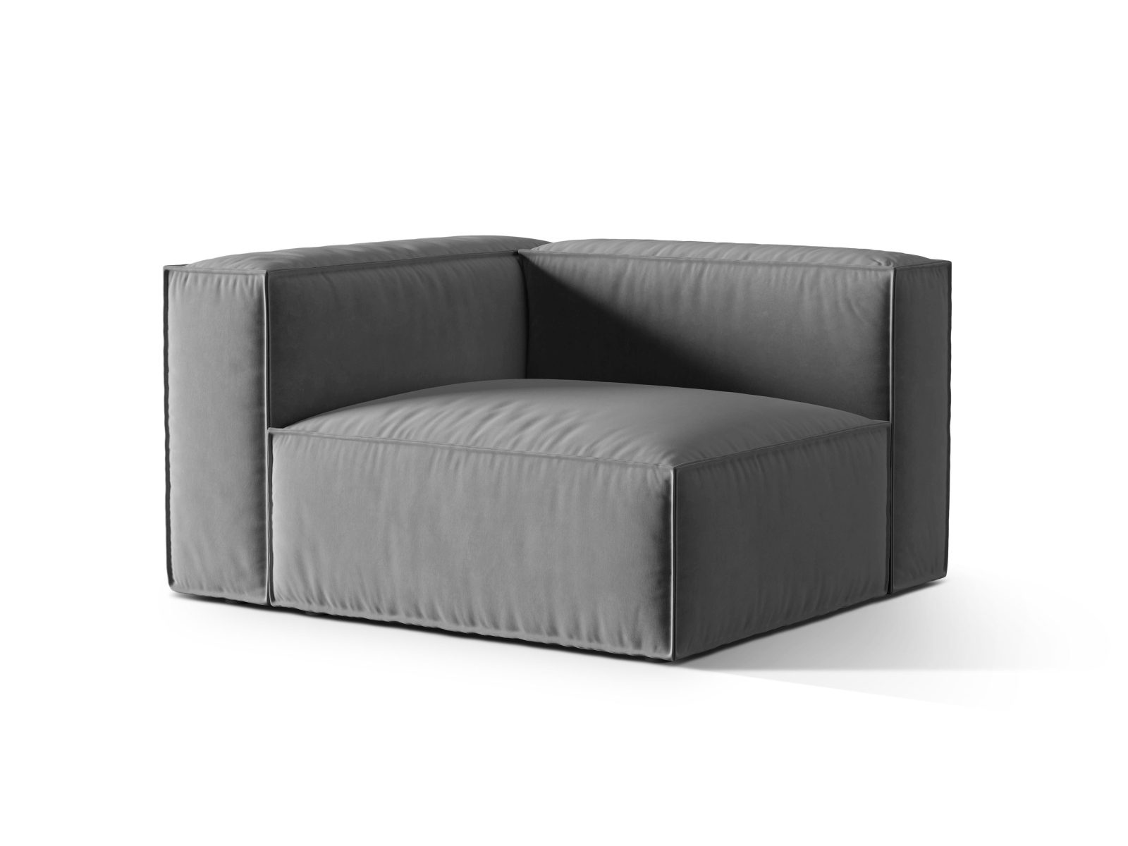 Velvet Left Modular Sofa, "Nuria", 1 Seat, 125x110x72
