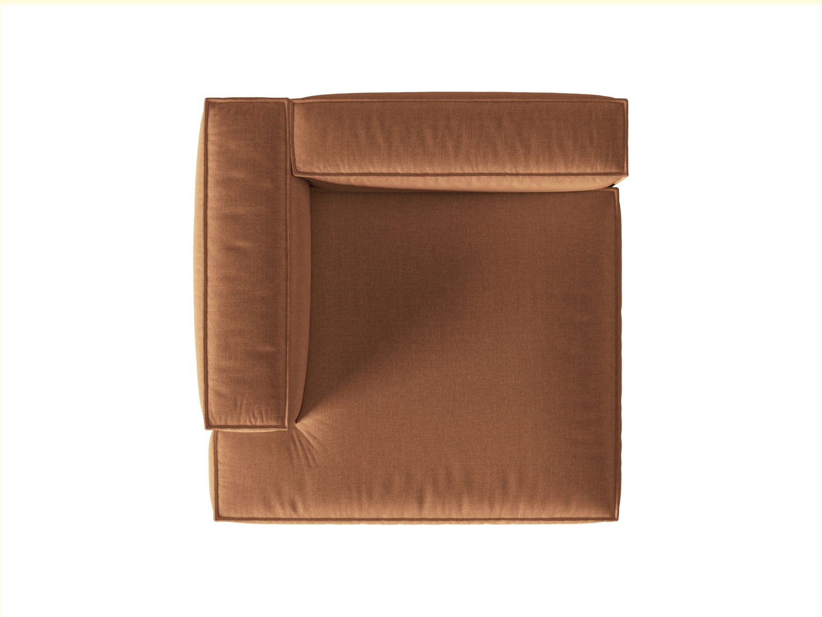 Velvet Chaise Longue Left, "Nuria", 1 Seat, 147x147x72