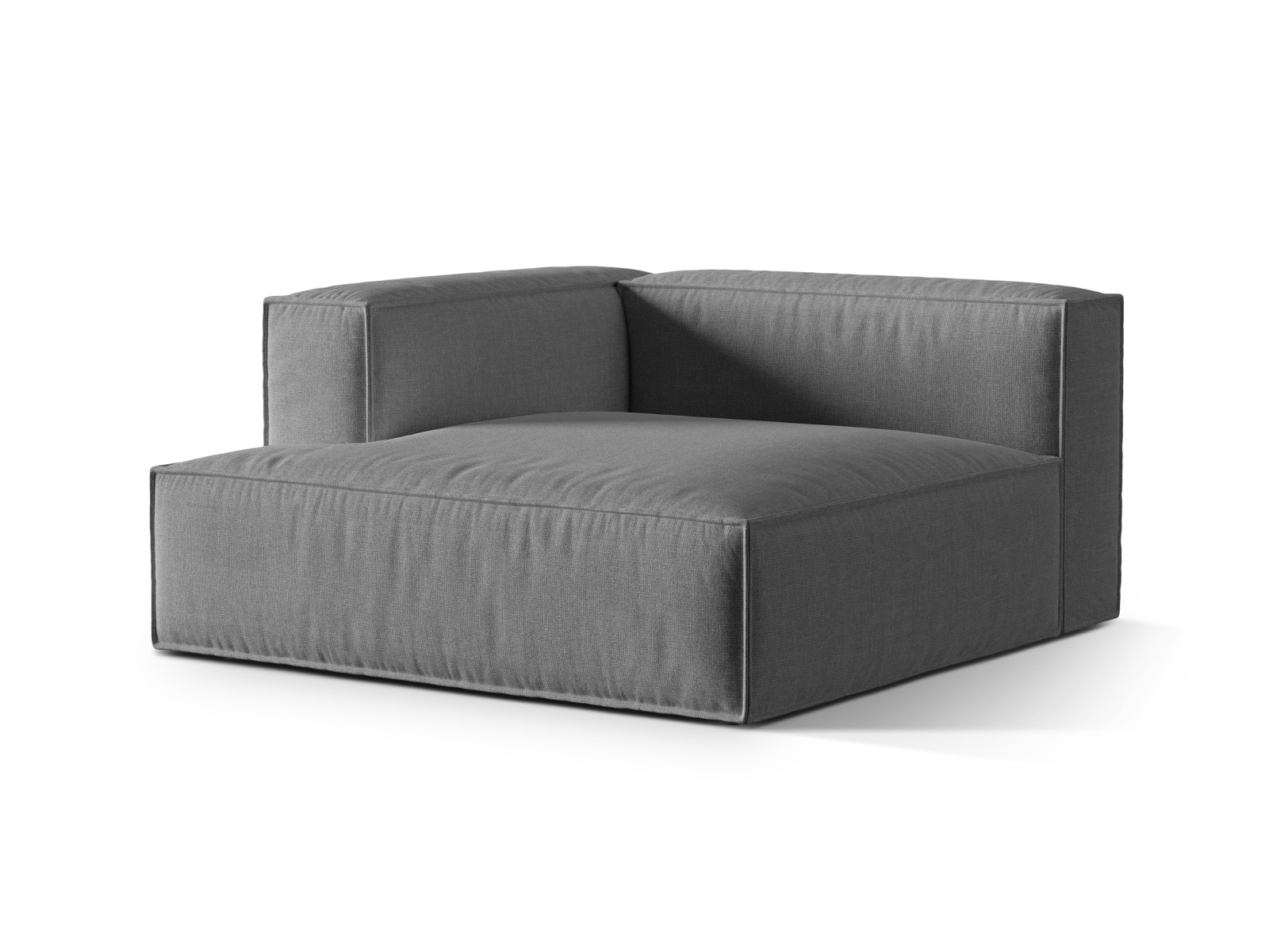 Velvet Chaise Longue Left, "Nuria", 1 Seat, 147x147x72