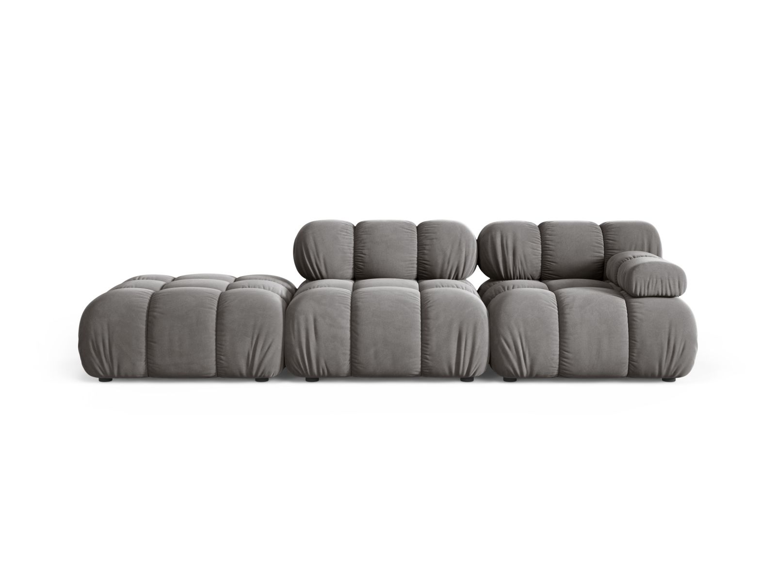 Velvet Left Modular Sofa, "Bellis", 4 Seats, 282x94x70