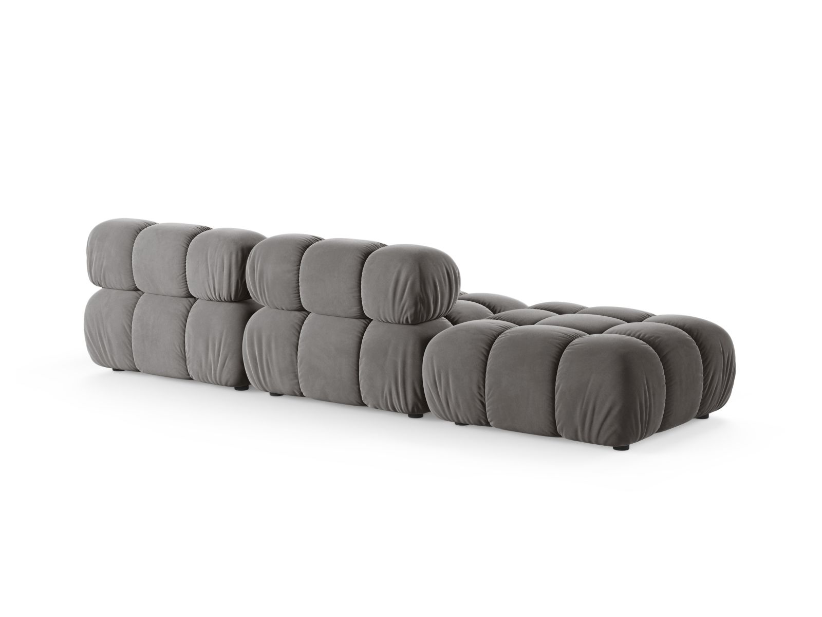 Velvet Left Modular Sofa, "Bellis", 4 Seats, 282x94x70