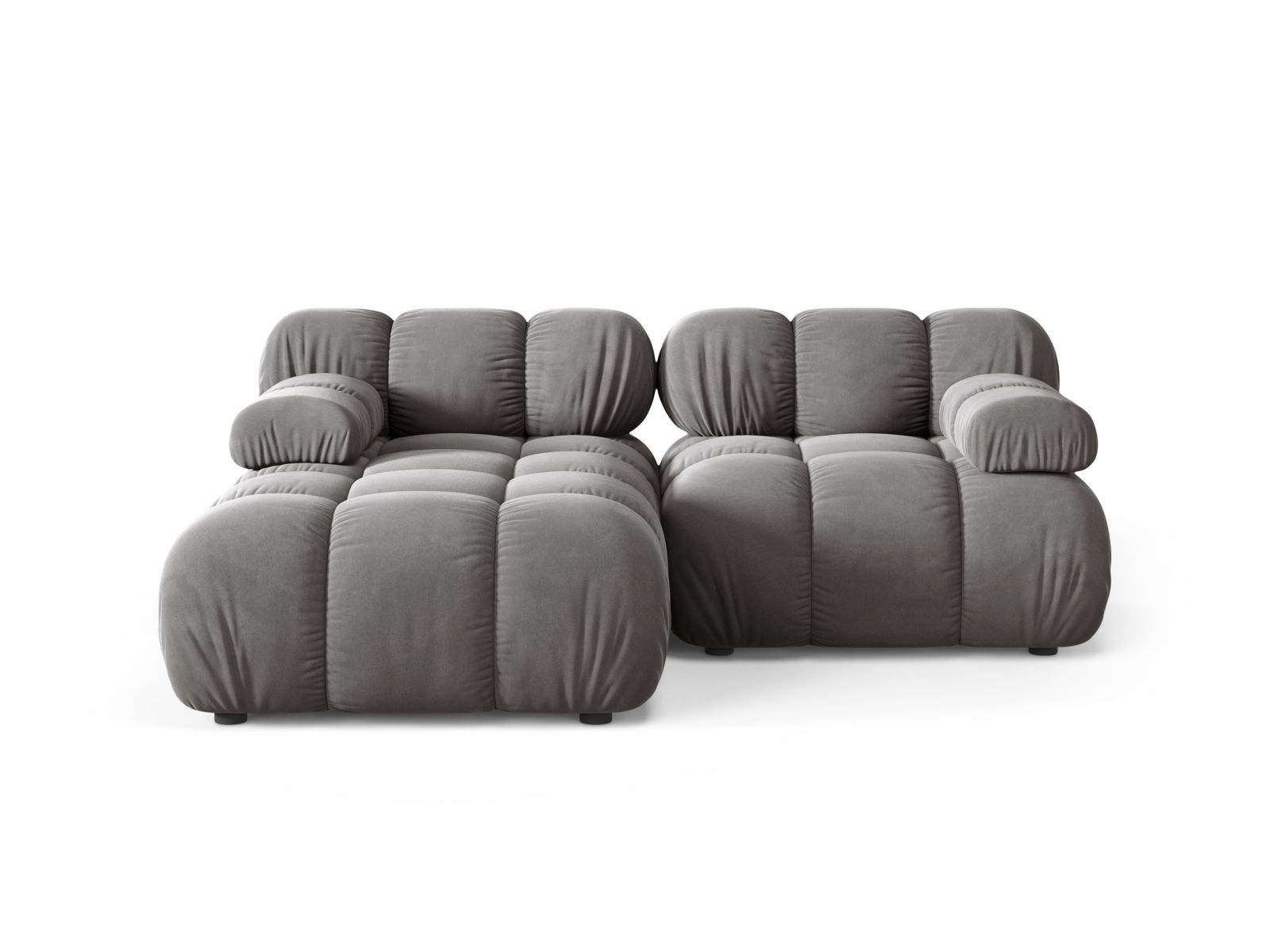 Velvet Modular Left Corner Sofa, "Bellis", 3 Seats, 188x155x70