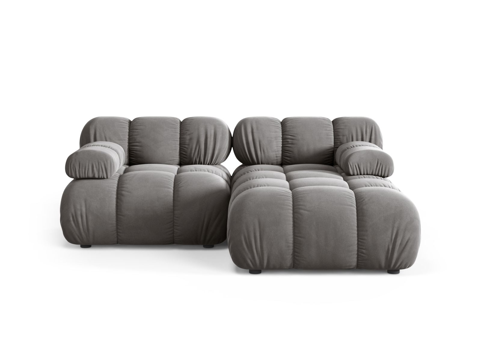 Velvet Modular Right Corner Sofa, "Bellis", 3 Seats, 188x155x70