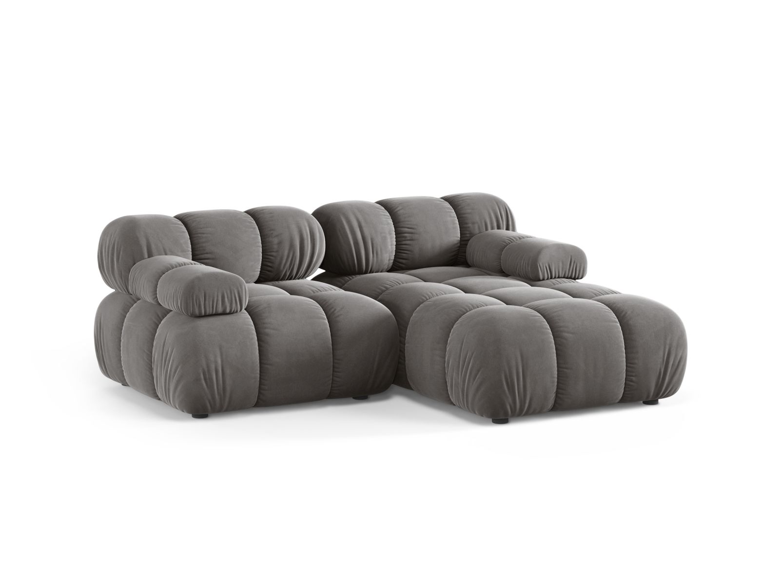 Velvet Modular Right Corner Sofa, "Bellis", 3 Seats, 188x155x70