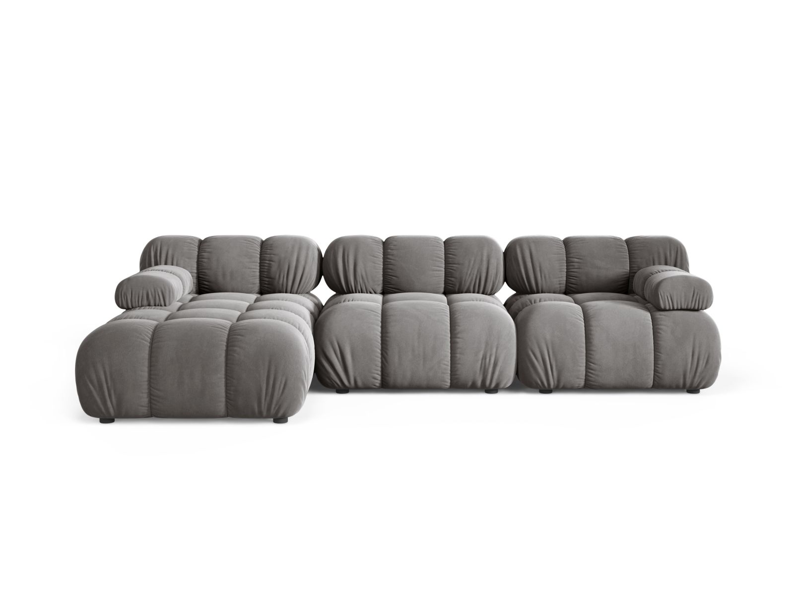 Velvet Modular Left Corner Sofa, "Bellis", 4 Seats, 282x155x70