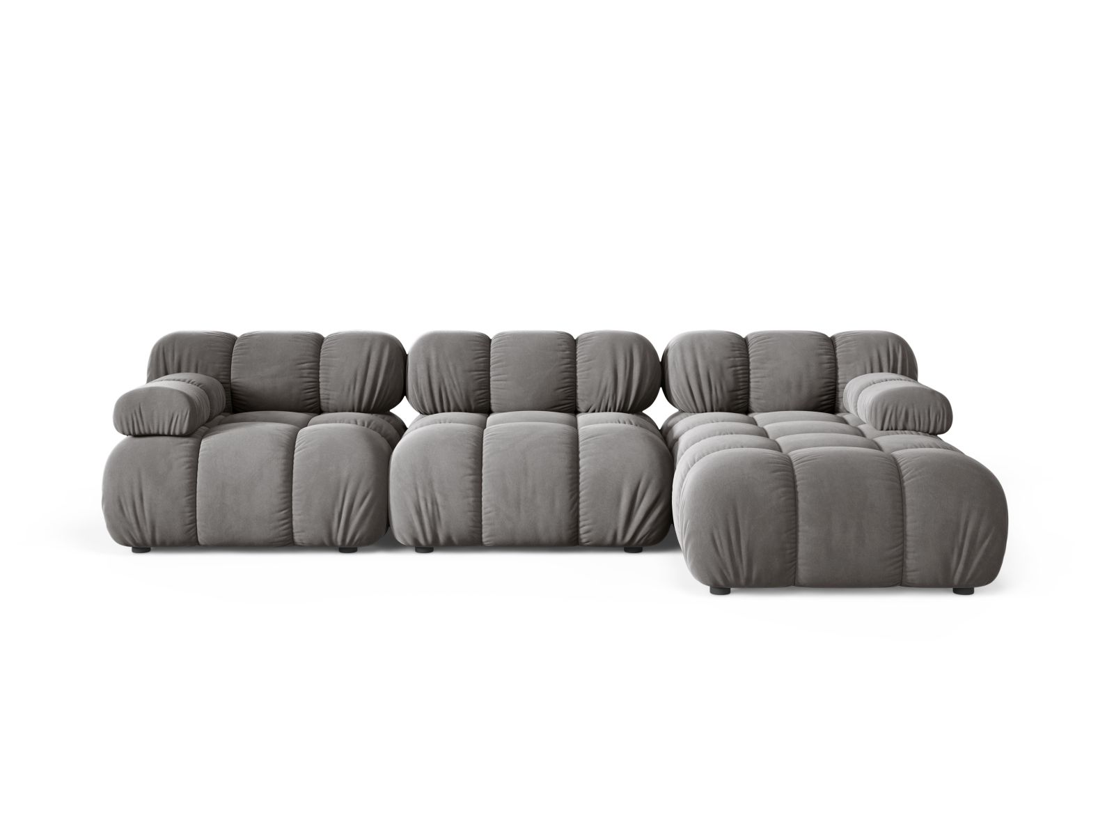 Velvet Modular Right Corner Sofa, "Bellis", 4 Seats, 282x155x70