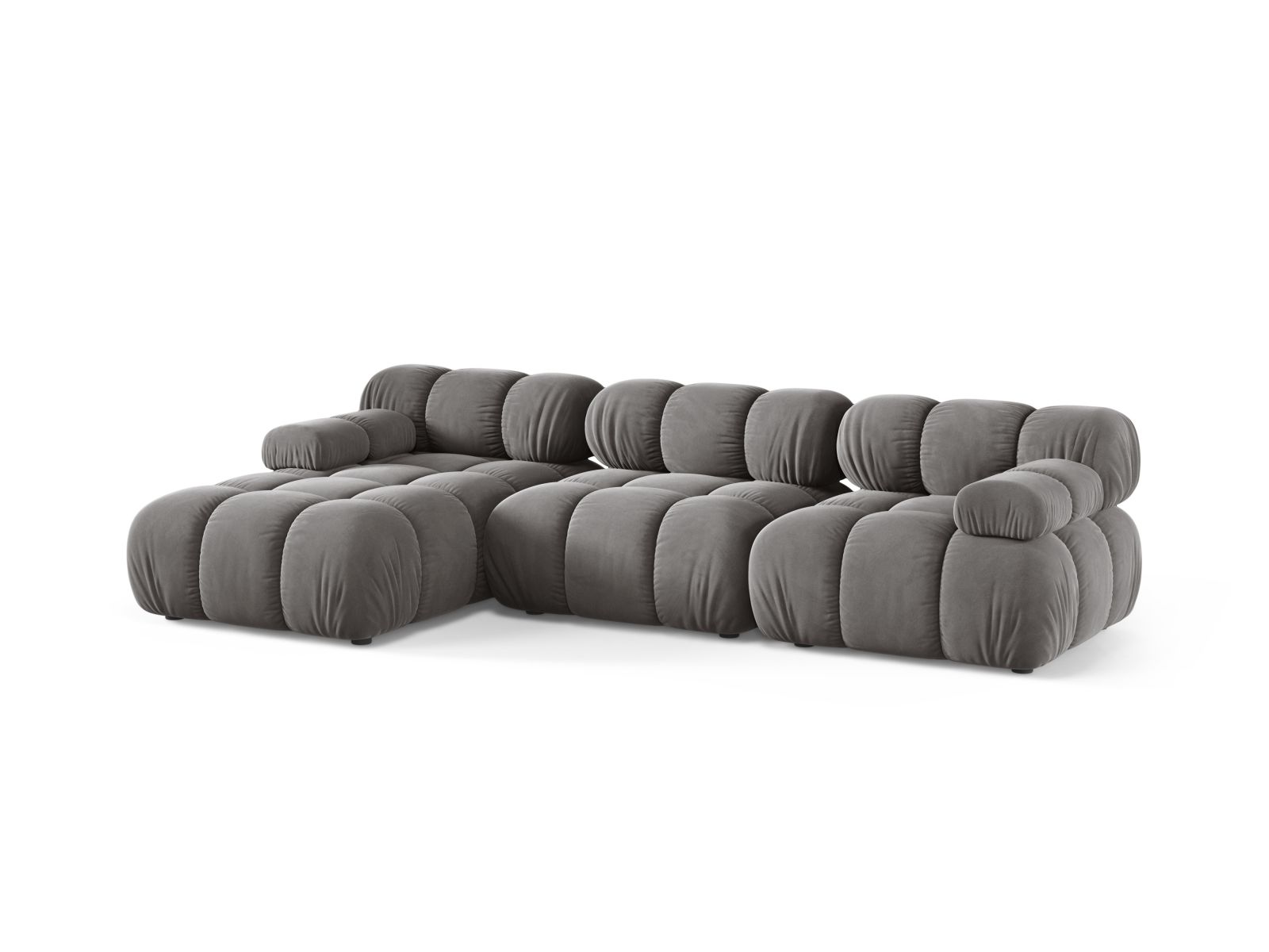 Velvet Modular Left Corner Sofa, "Bellis", 4 Seats, 282x155x70