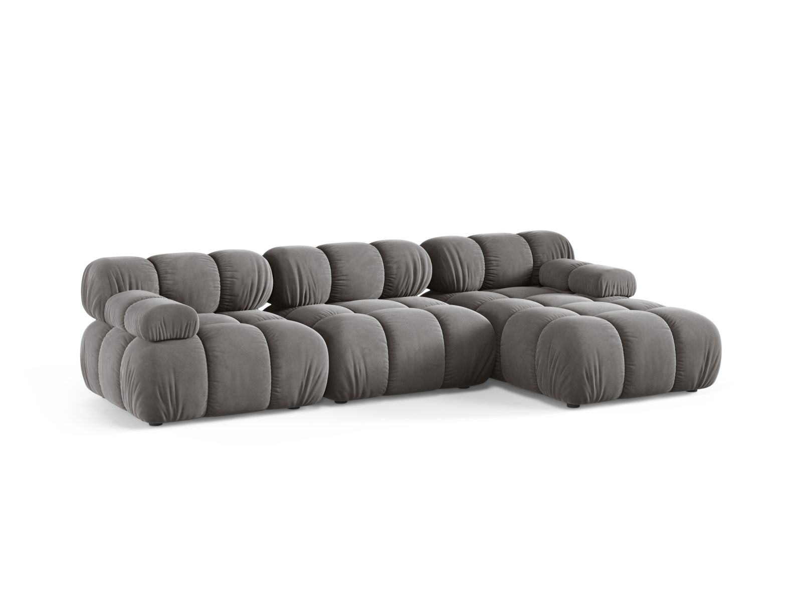 Velvet Modular Right Corner Sofa, "Bellis", 4 Seats, 282x155x70