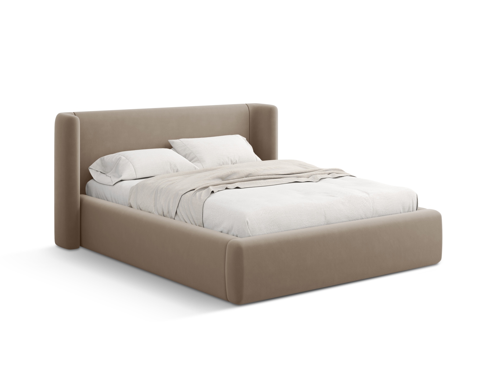 Velvet Storage Bed With Headboard, "Jolene", 204x230x100