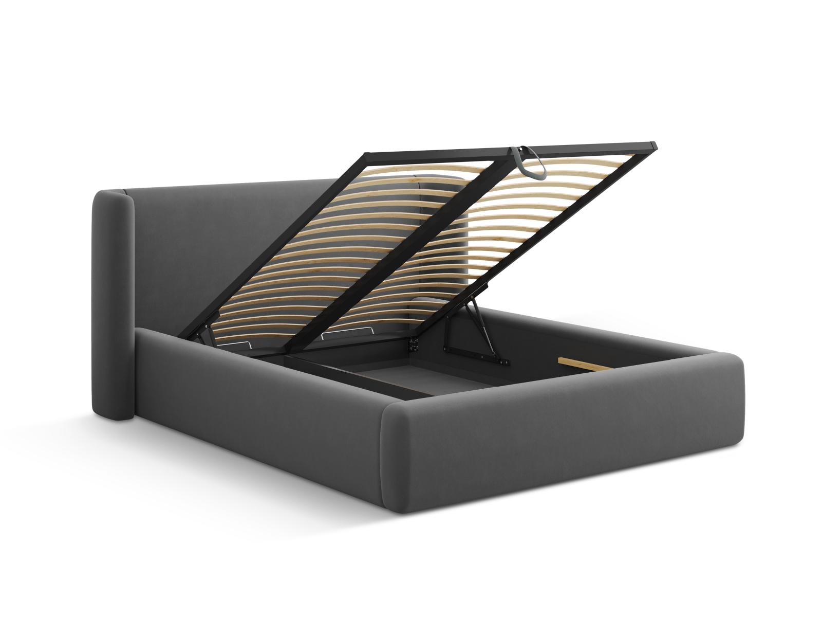 Velvet Storage Bed With Headboard, "Jolene", 204x230x100