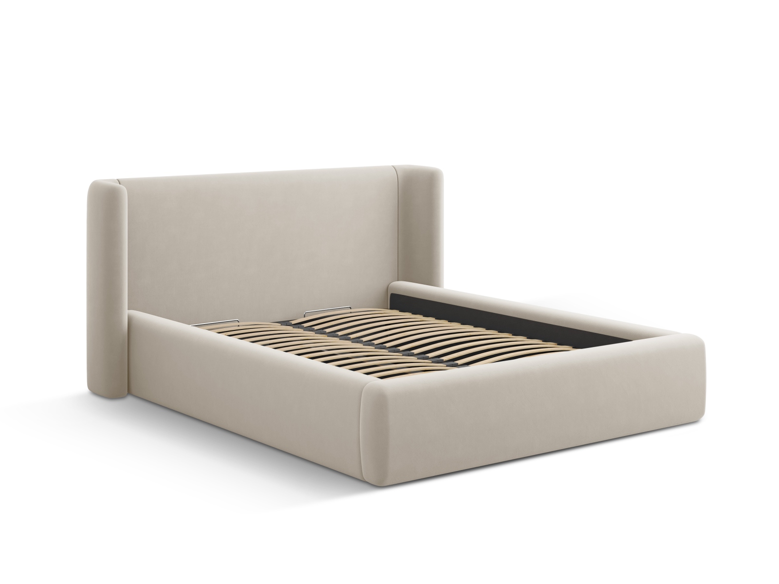 Velvet Storage Bed With Headboard, "Jolene", 184x230x100