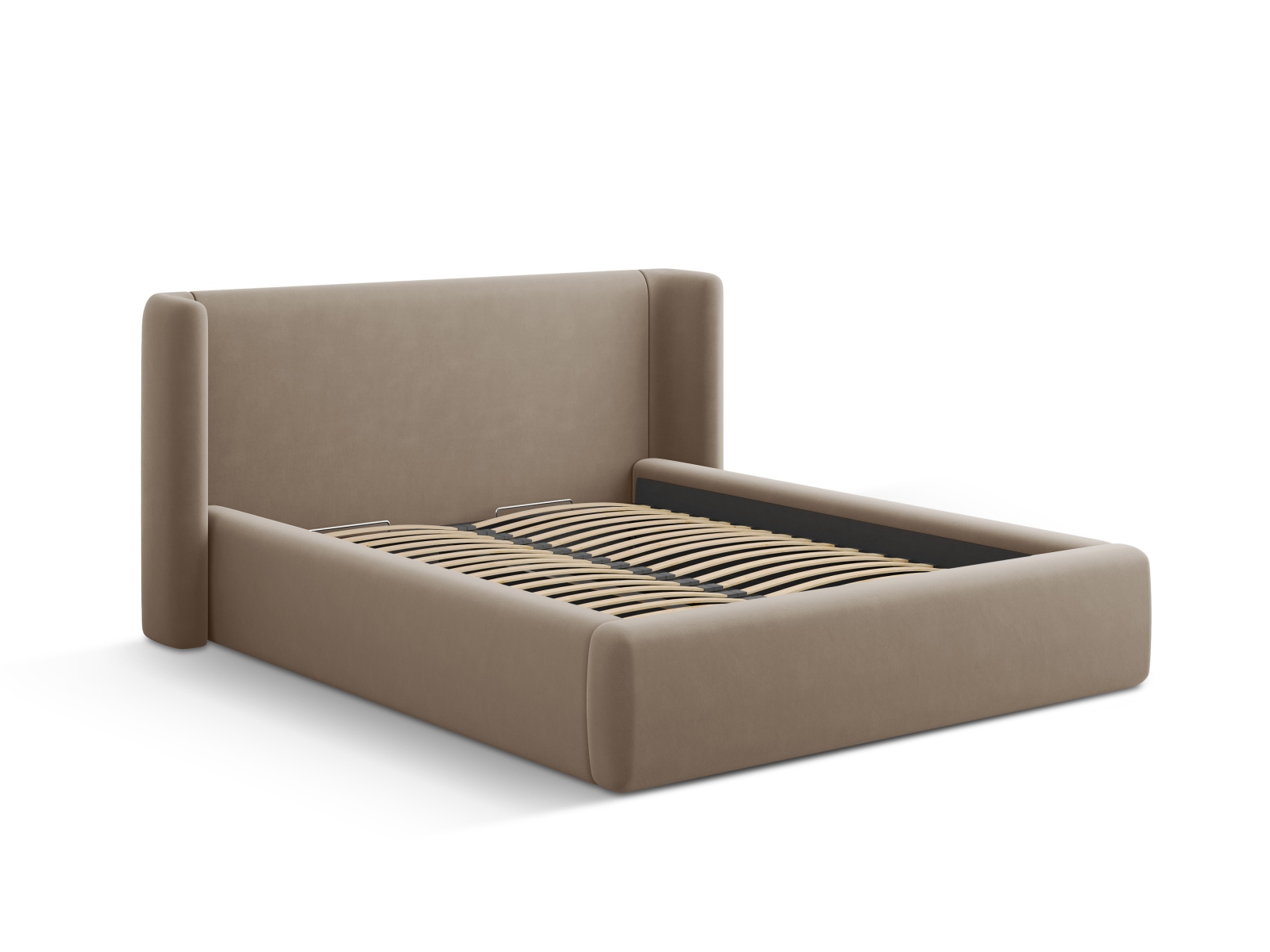 Velvet Storage Bed With Headboard, "Jolene", 184x230x100
