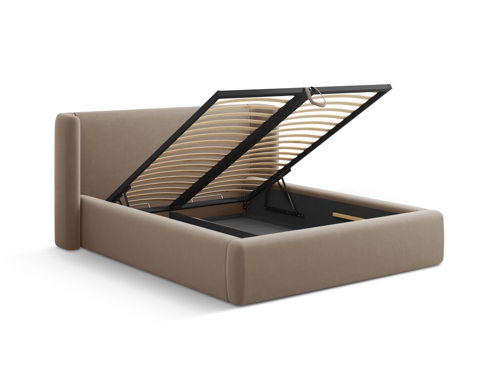 Velvet Storage Bed With Headboard, "Jolene", 184x230x100