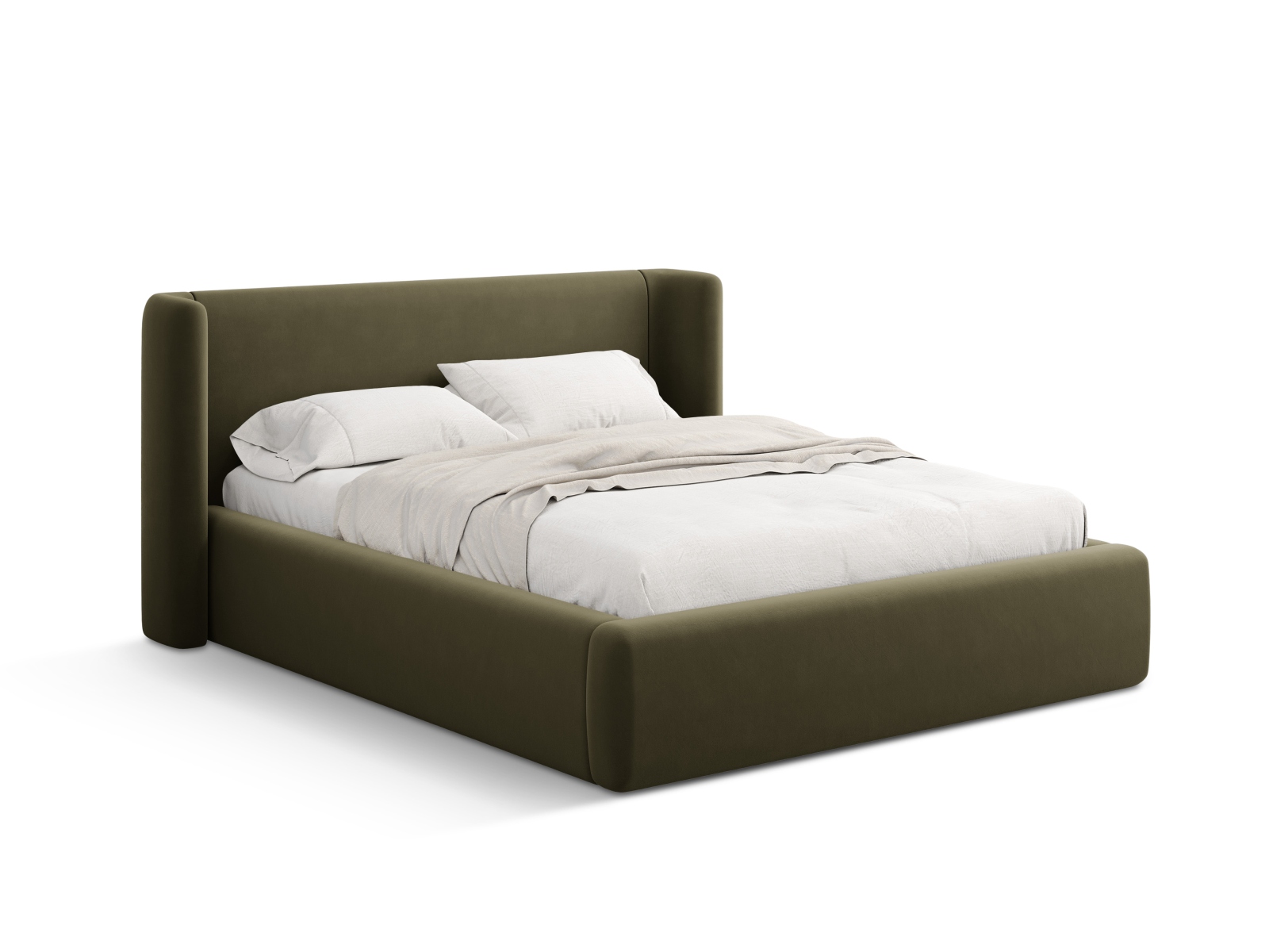 Velvet Storage Bed With Headboard, "Jolene", 184x230x100